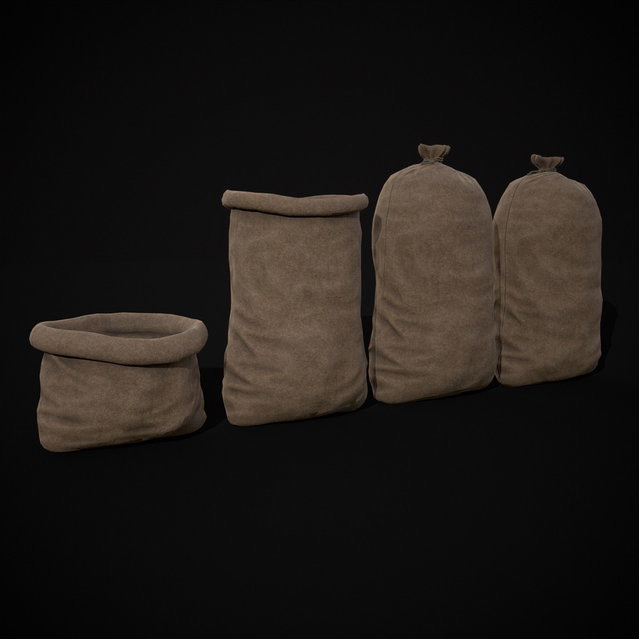 Burlap Sacks Storage Low-poly 3D model_17