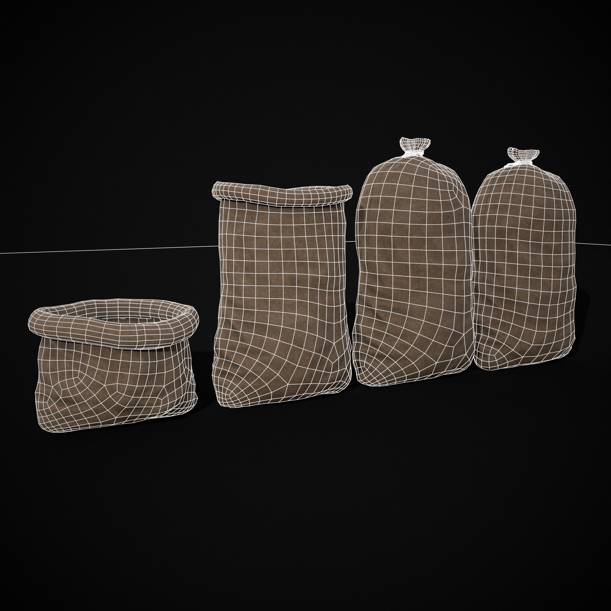 Burlap Sacks Storage Low-poly 3D model_18