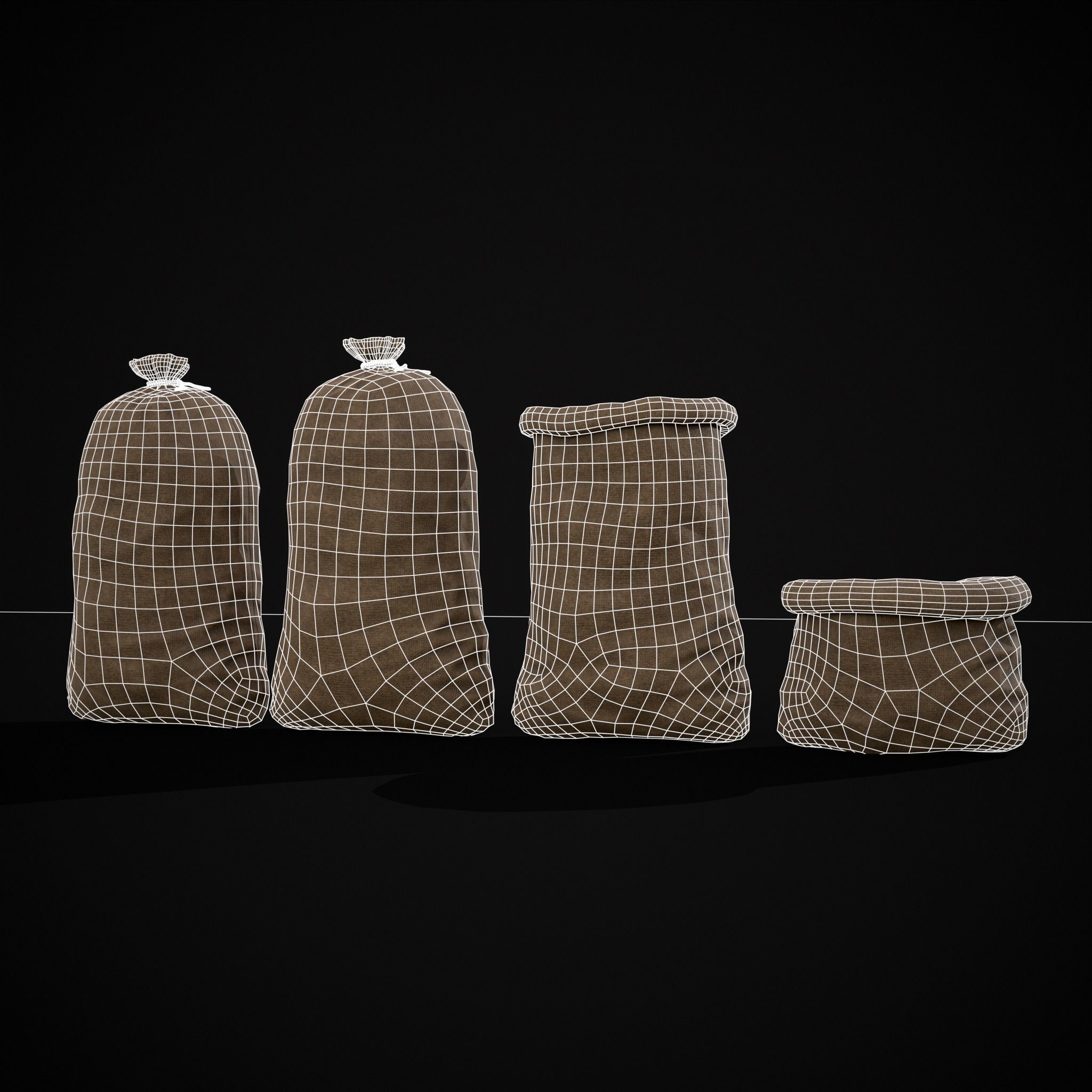 Burlap Sacks Storage Low-poly 3D model_12