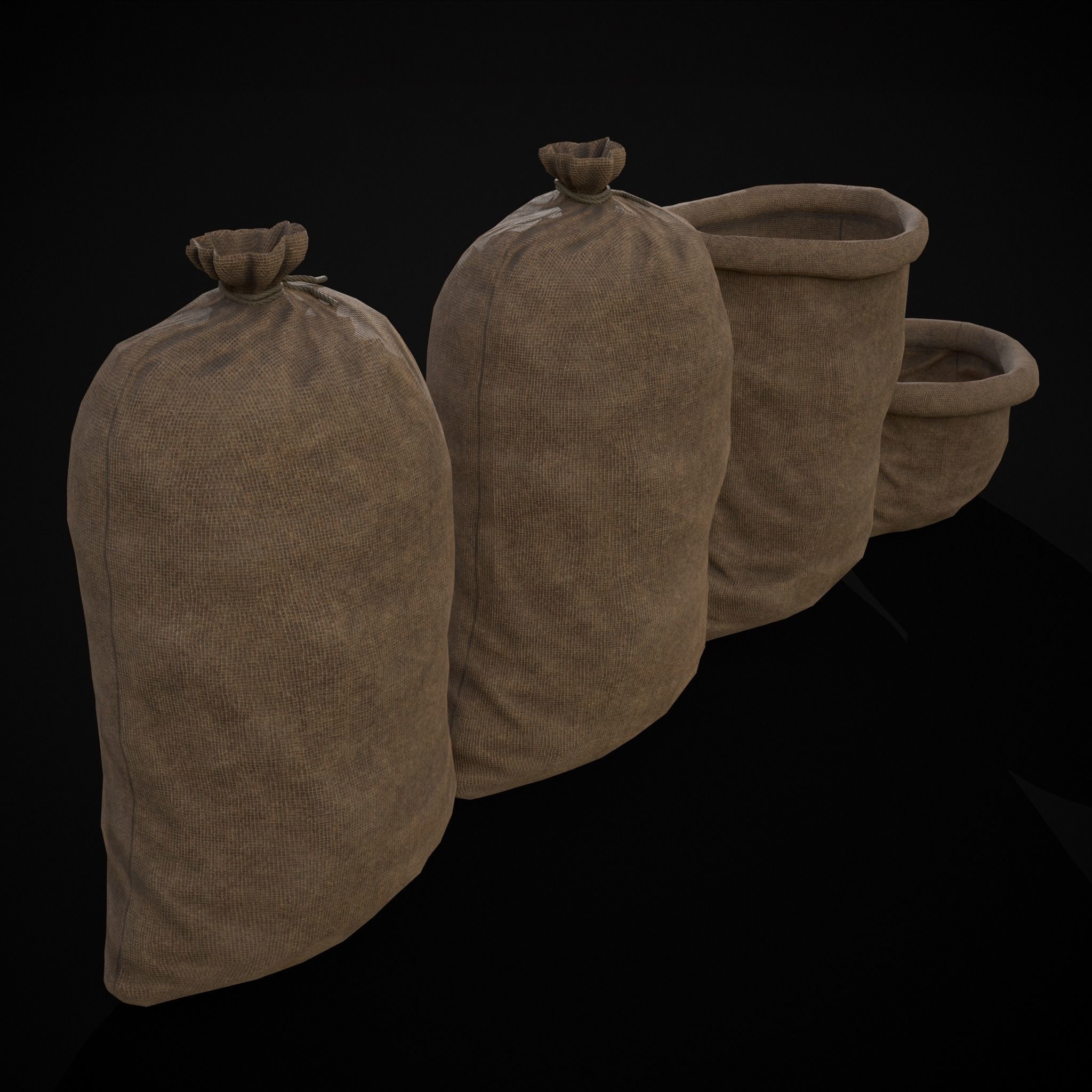Burlap Sacks Storage Low-poly 3D model_13