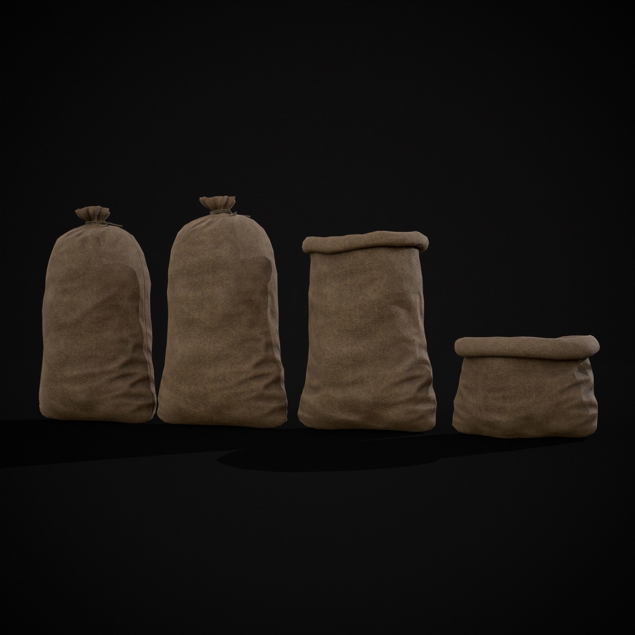 Burlap Sacks Storage Low-poly 3D model_11