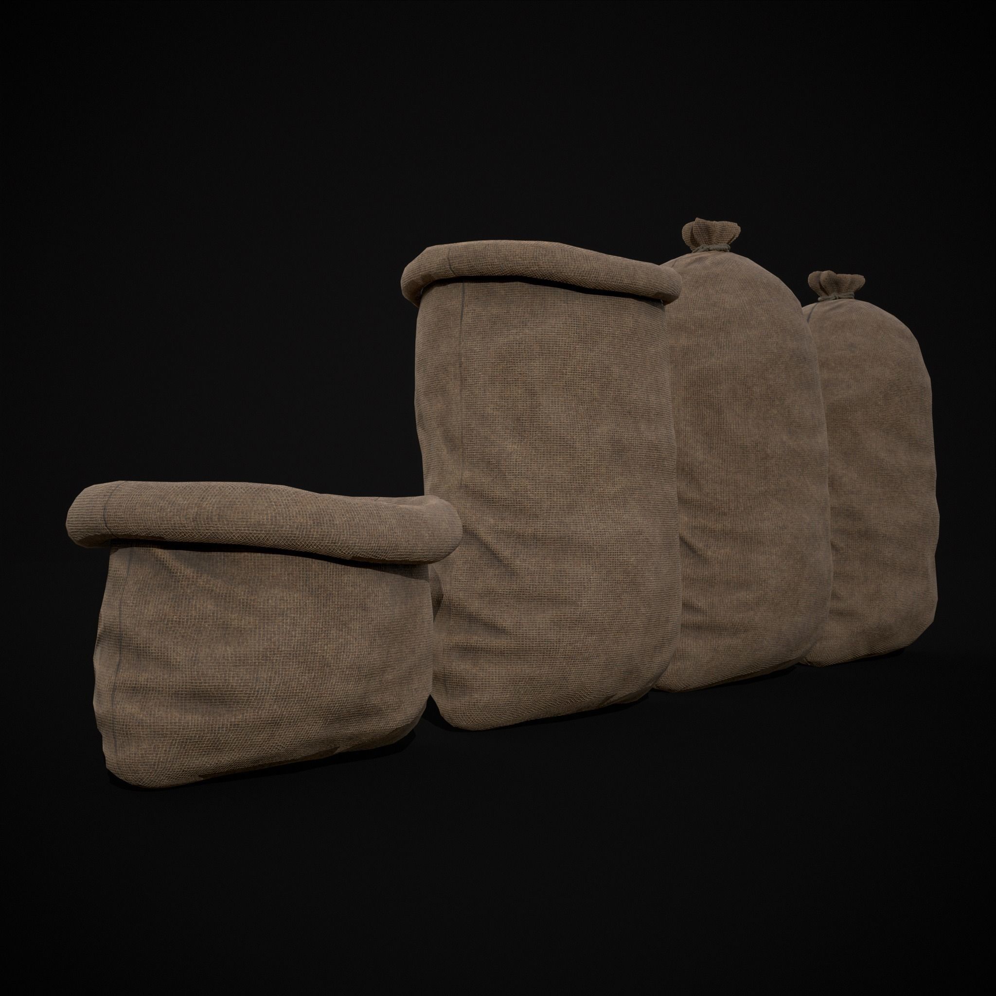 Burlap Sacks Storage Low-poly 3D model_7