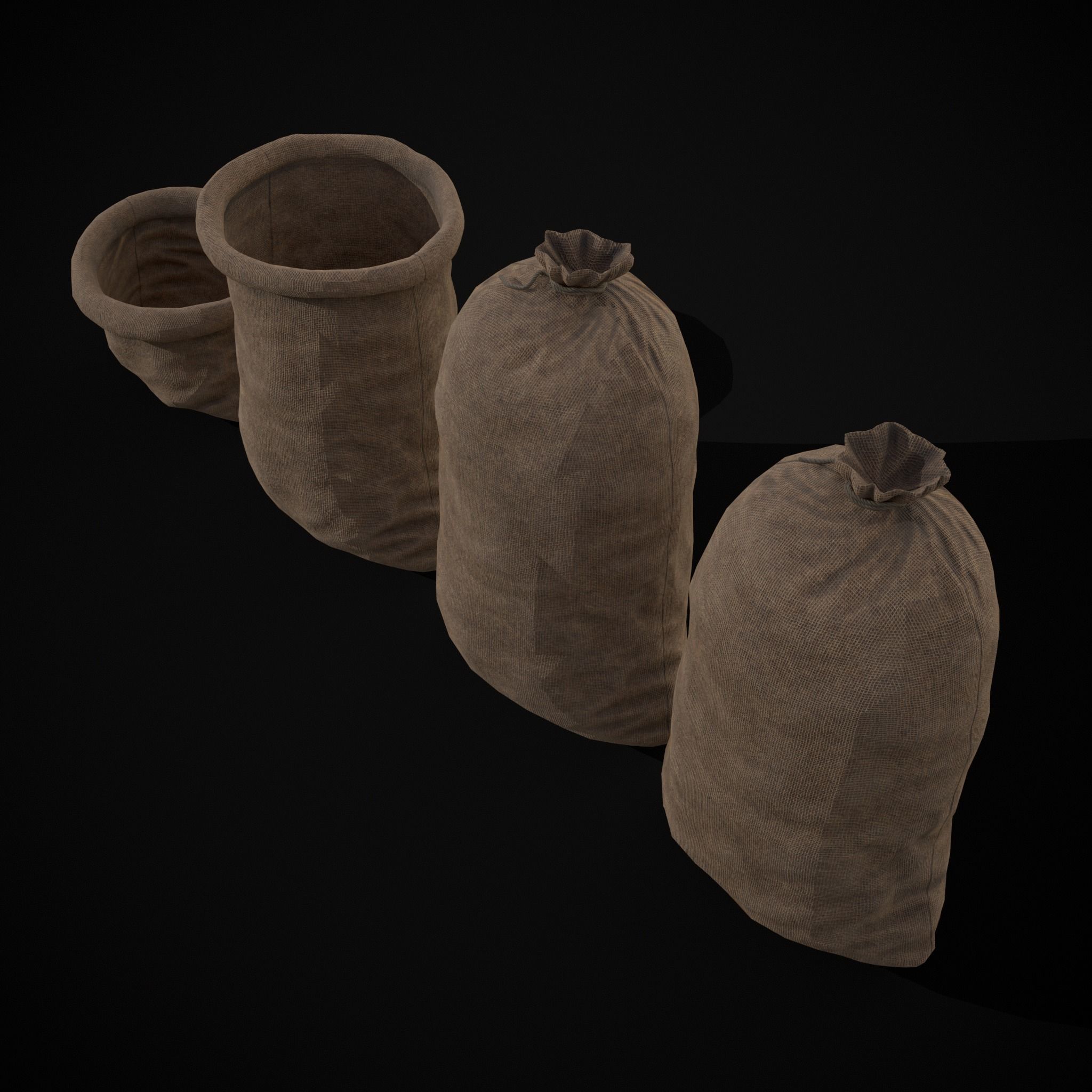 Burlap Sacks Storage Low-poly 3D model_15