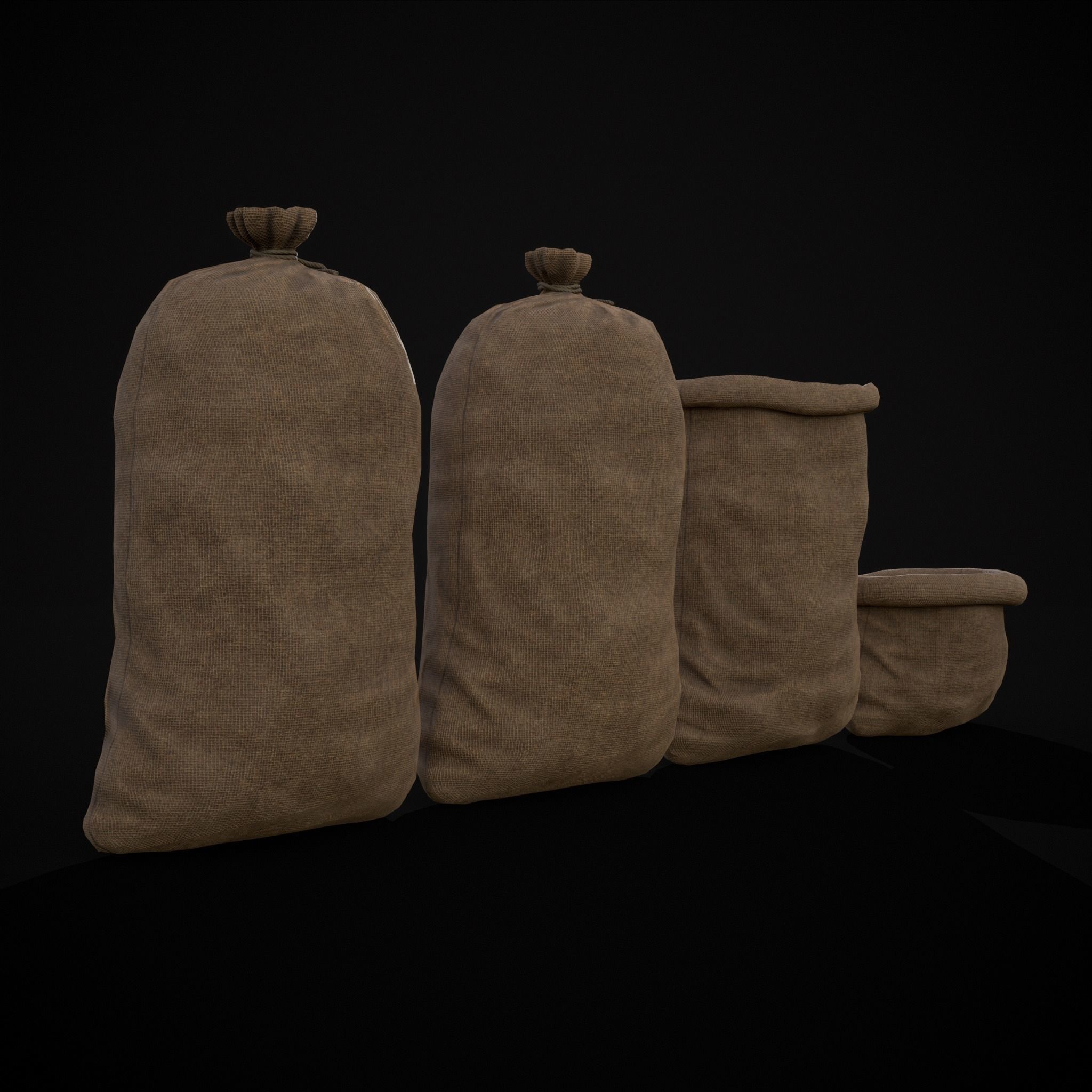 Burlap Sacks Storage Low-poly 3D model_3