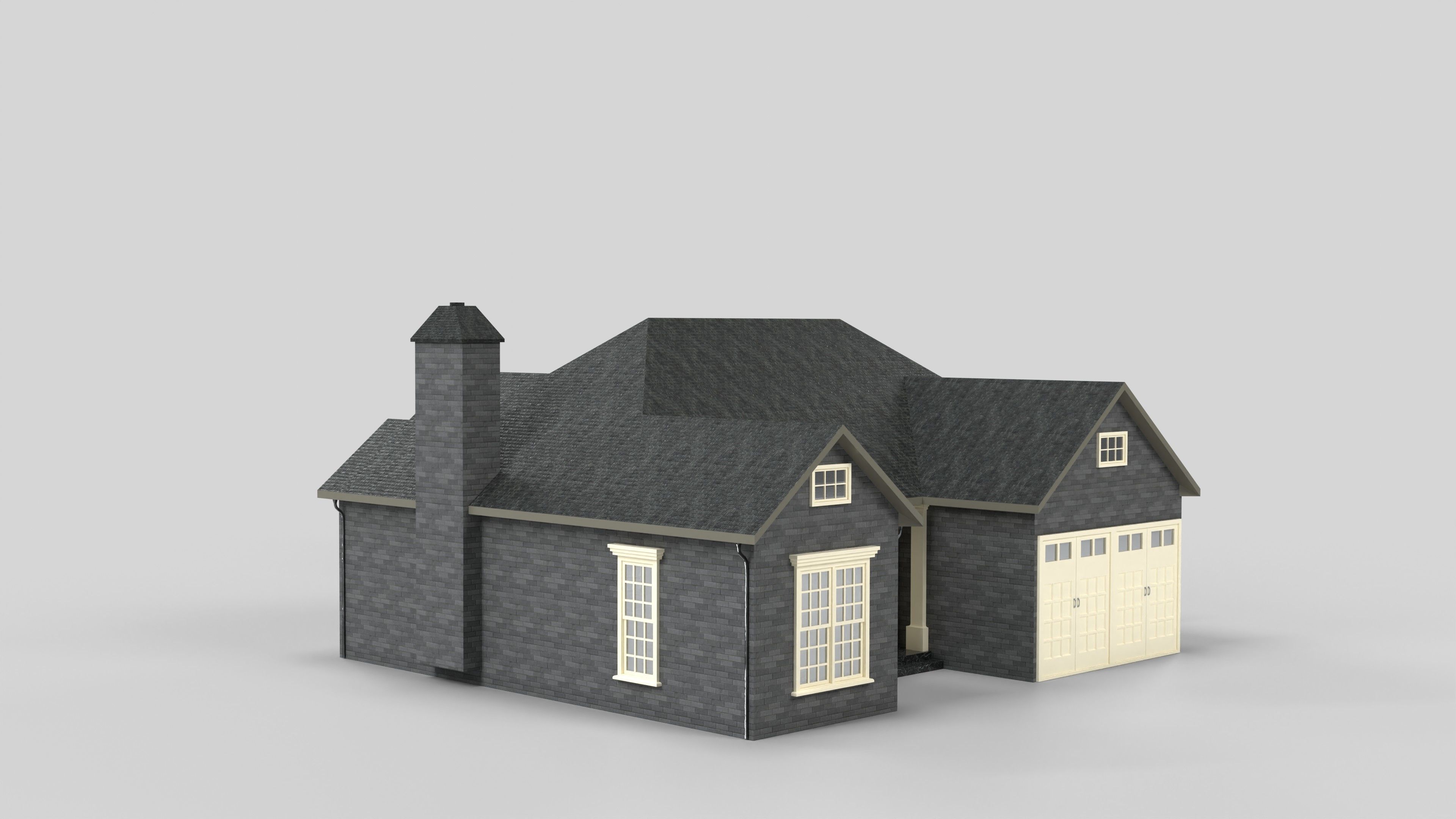 British House Design 10T1 Low-poly 3D model_3