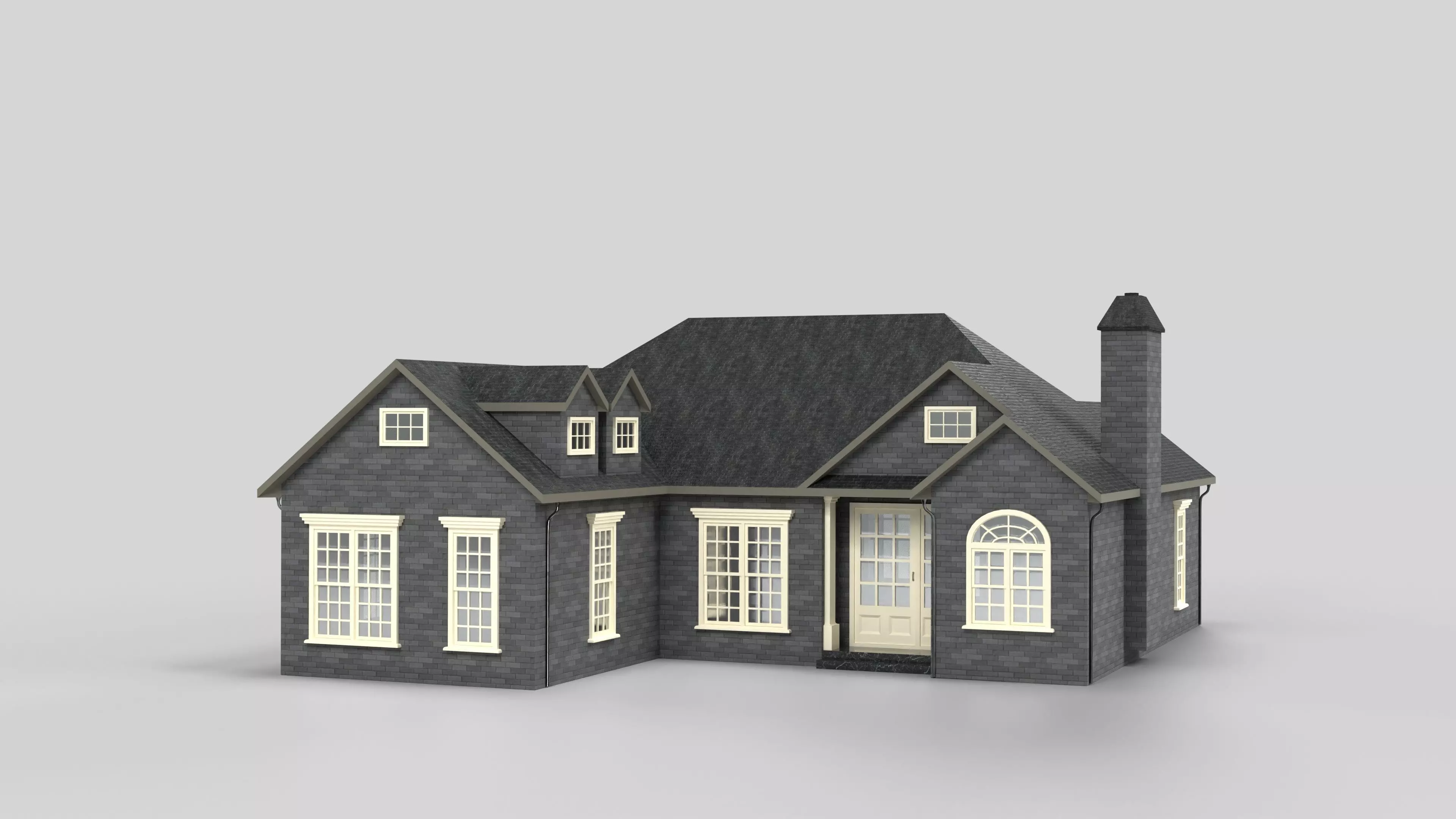 British House Design 10T1 Low-poly 3D model_0