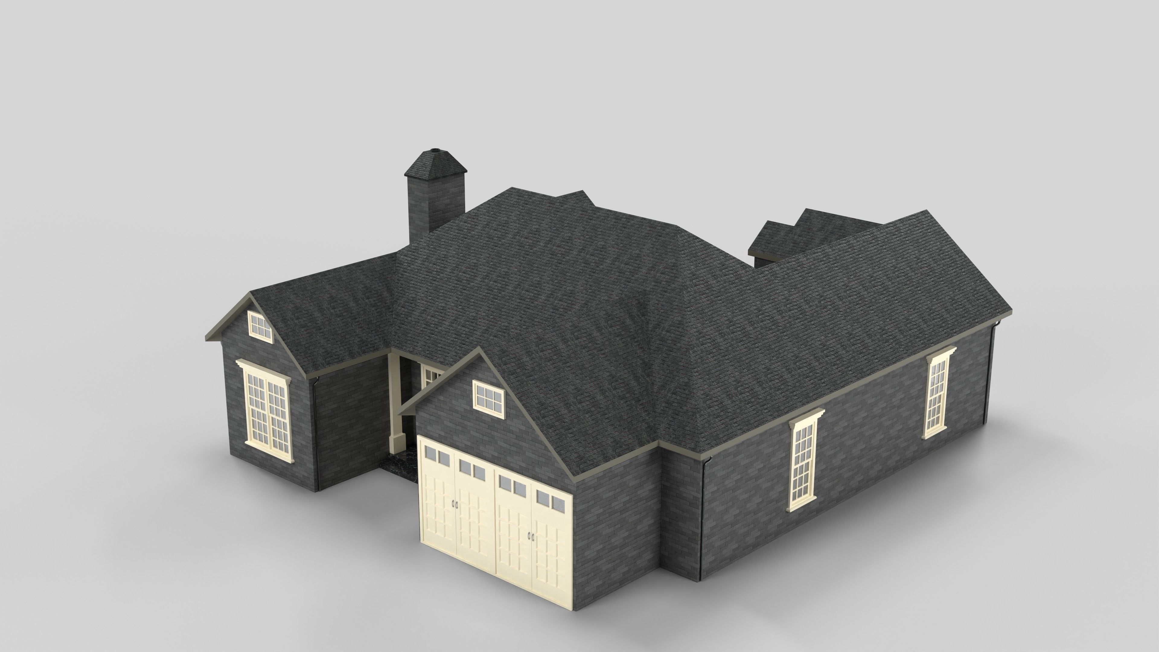 British House Design 10T1 Low-poly 3D model_2