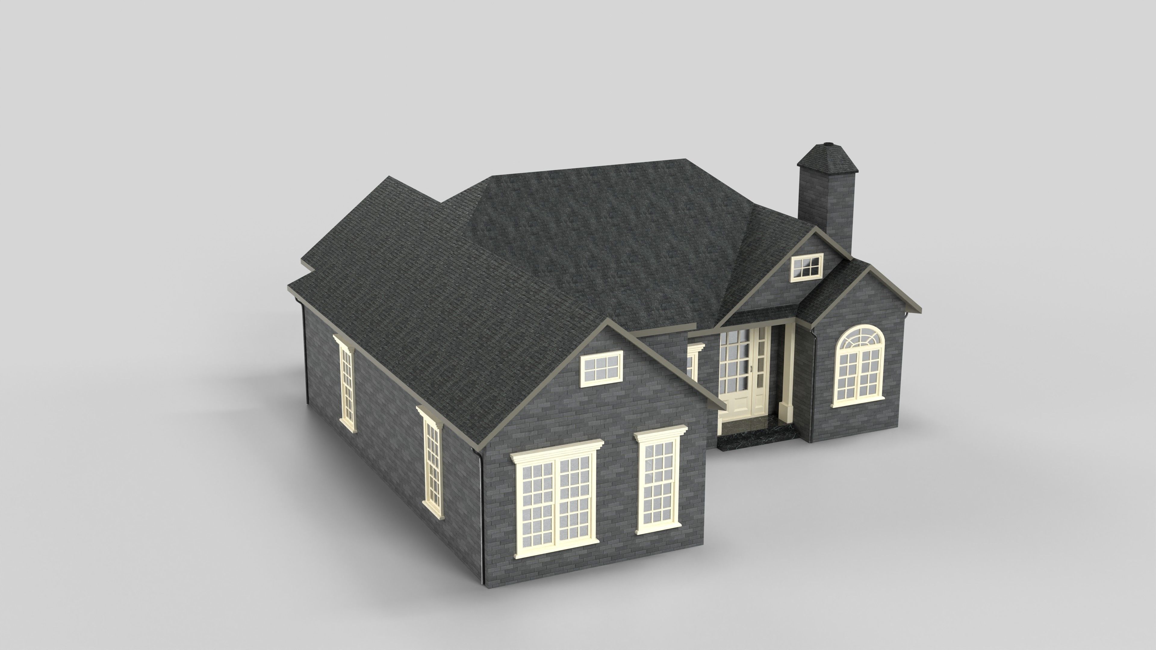 British House Design 10T1 Low-poly 3D model_1