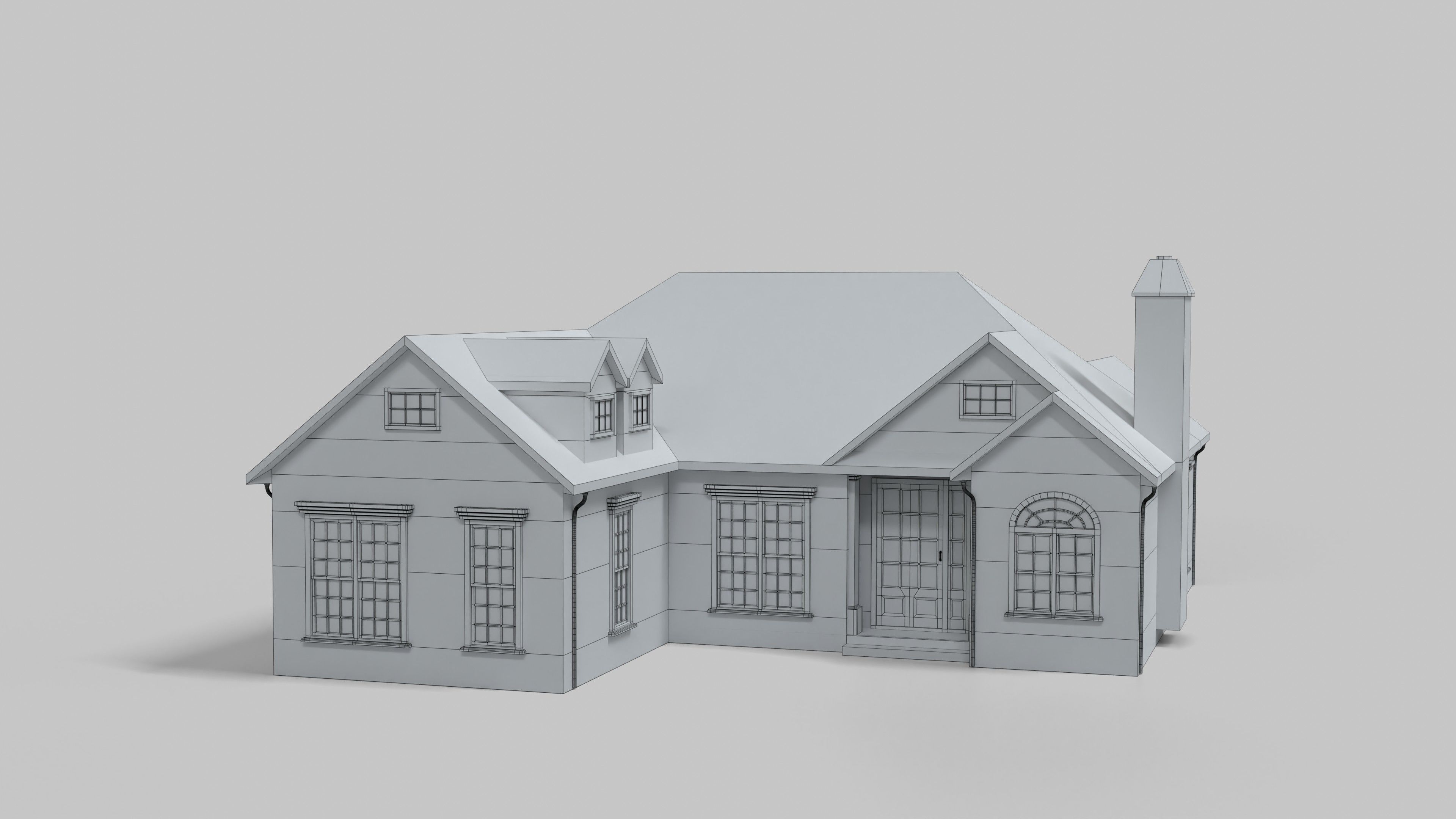 British House Design 10T1 Low-poly 3D model_6