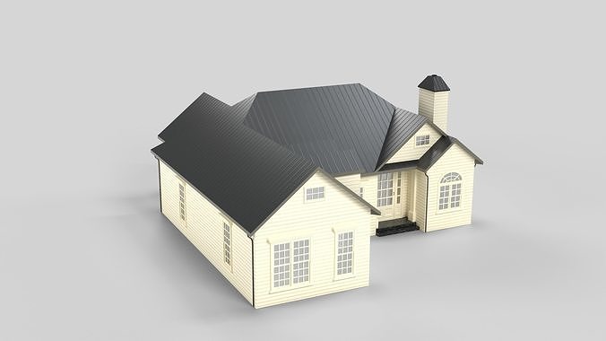 Cottage House Design 10T5 Low-poly 3D model 2