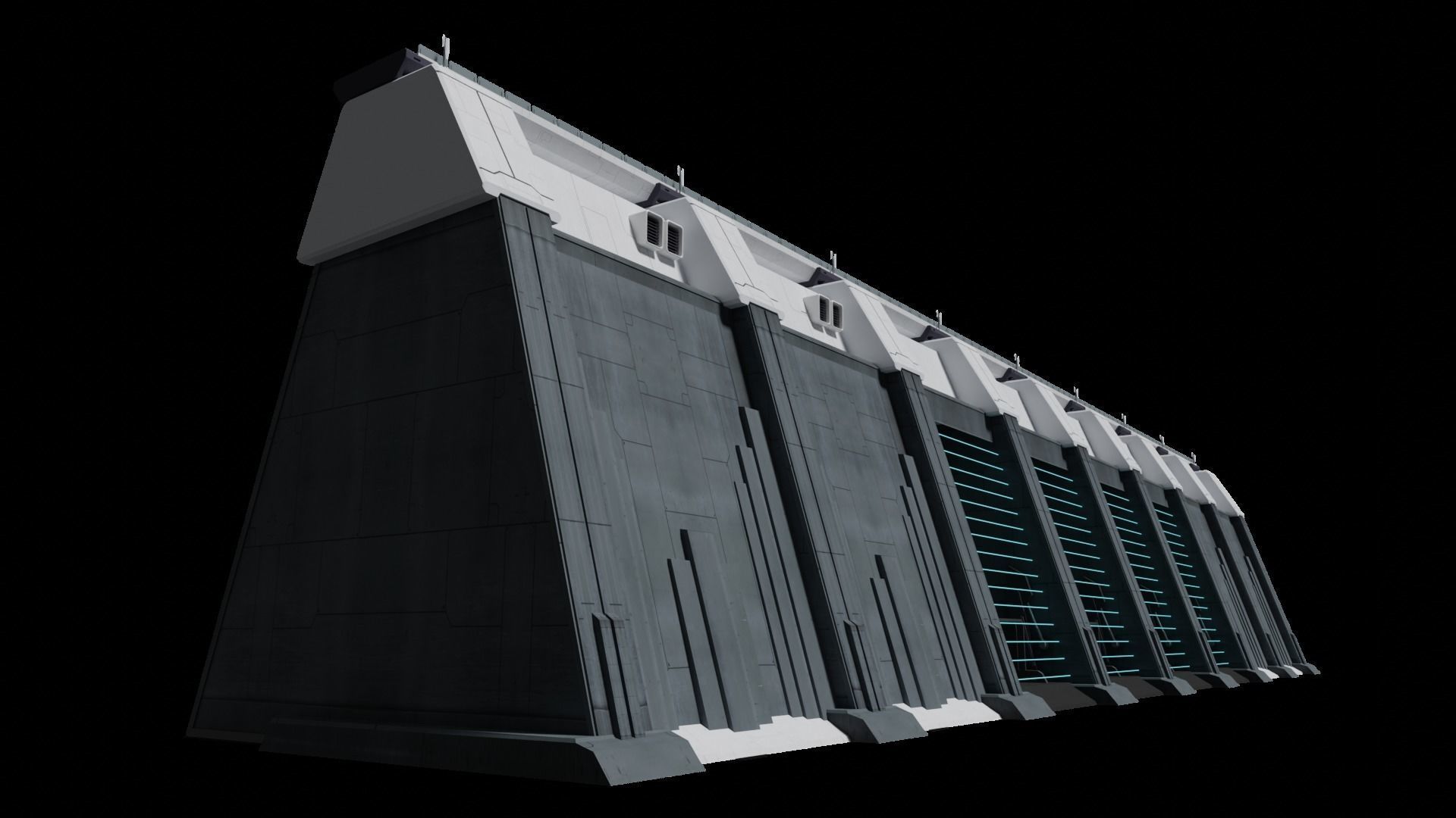 Sci-fi wall 3D model_8