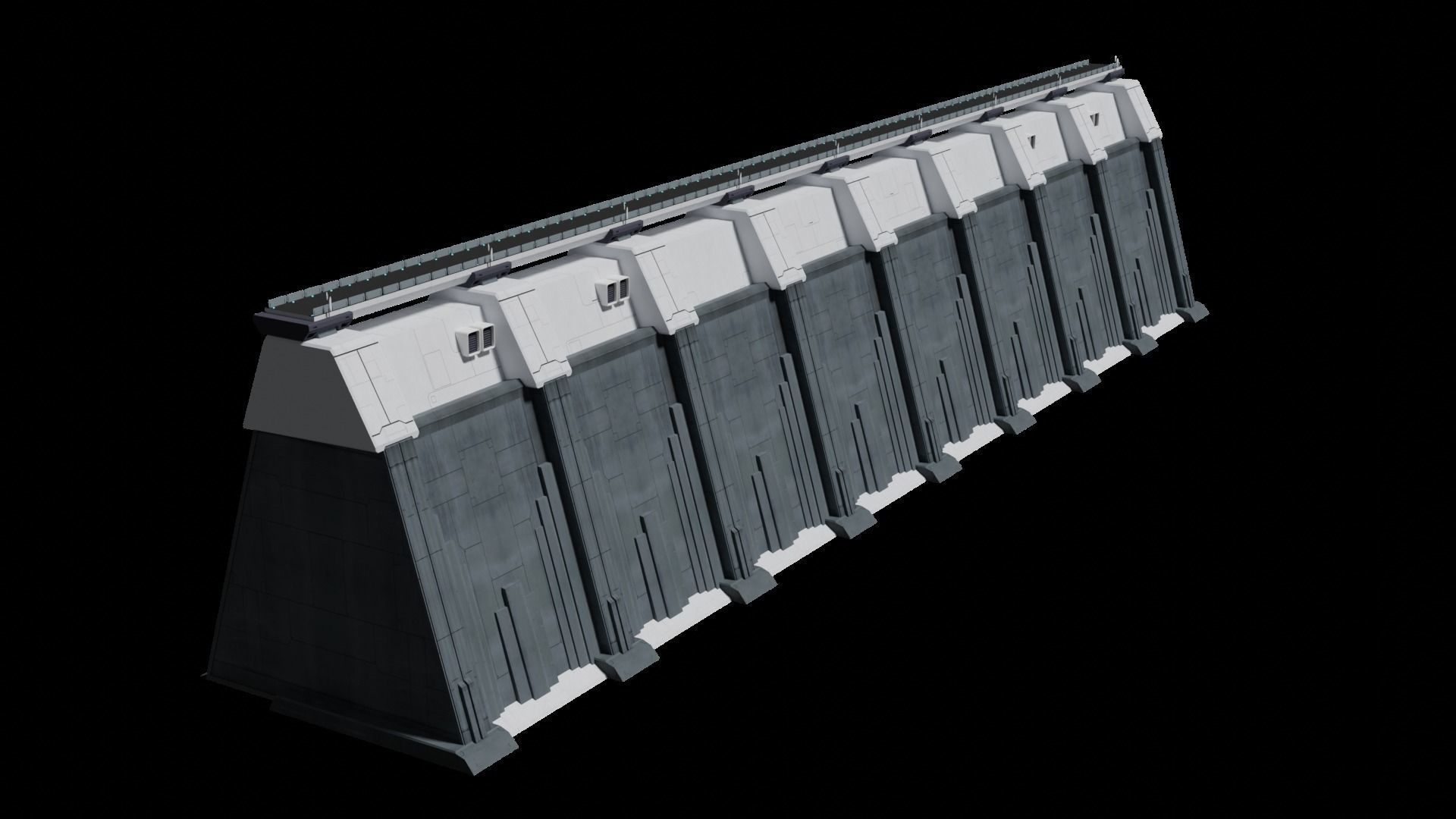 Sci-fi wall 3D model_1