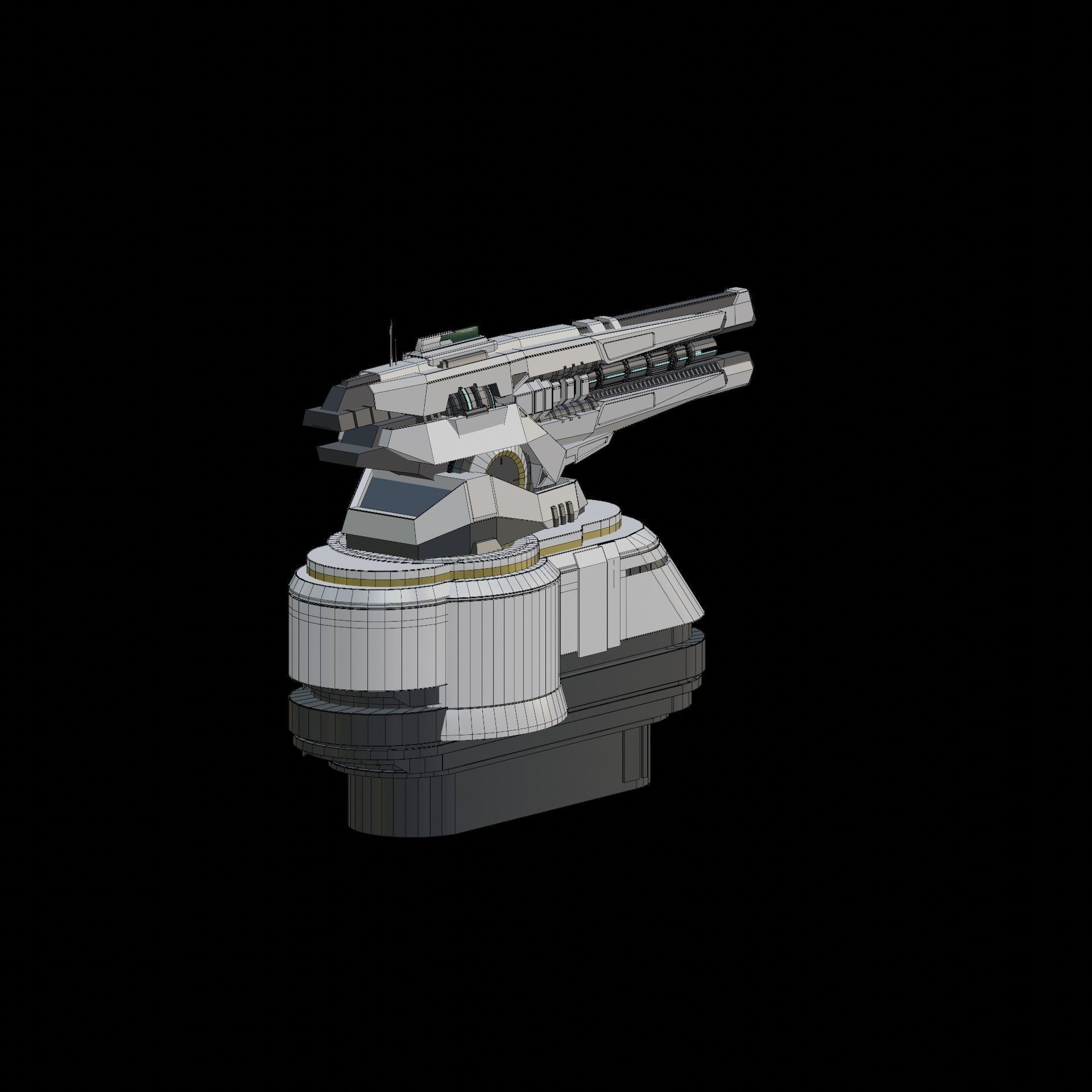 Sci-fi Rail Cannon Turret 3D model_9