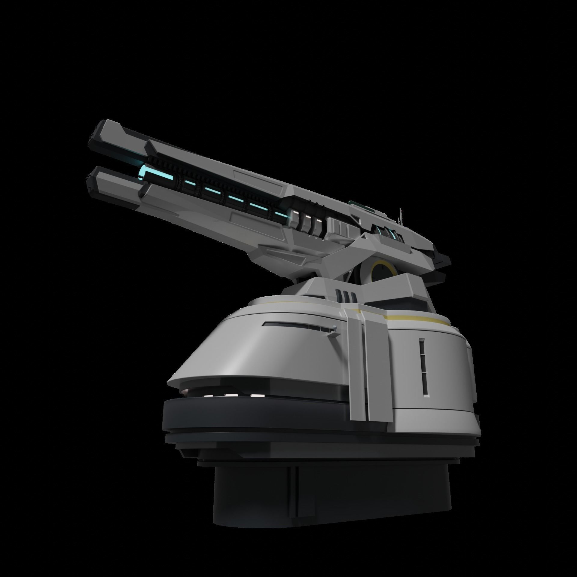 Sci-fi Rail Cannon Turret 3D model_5