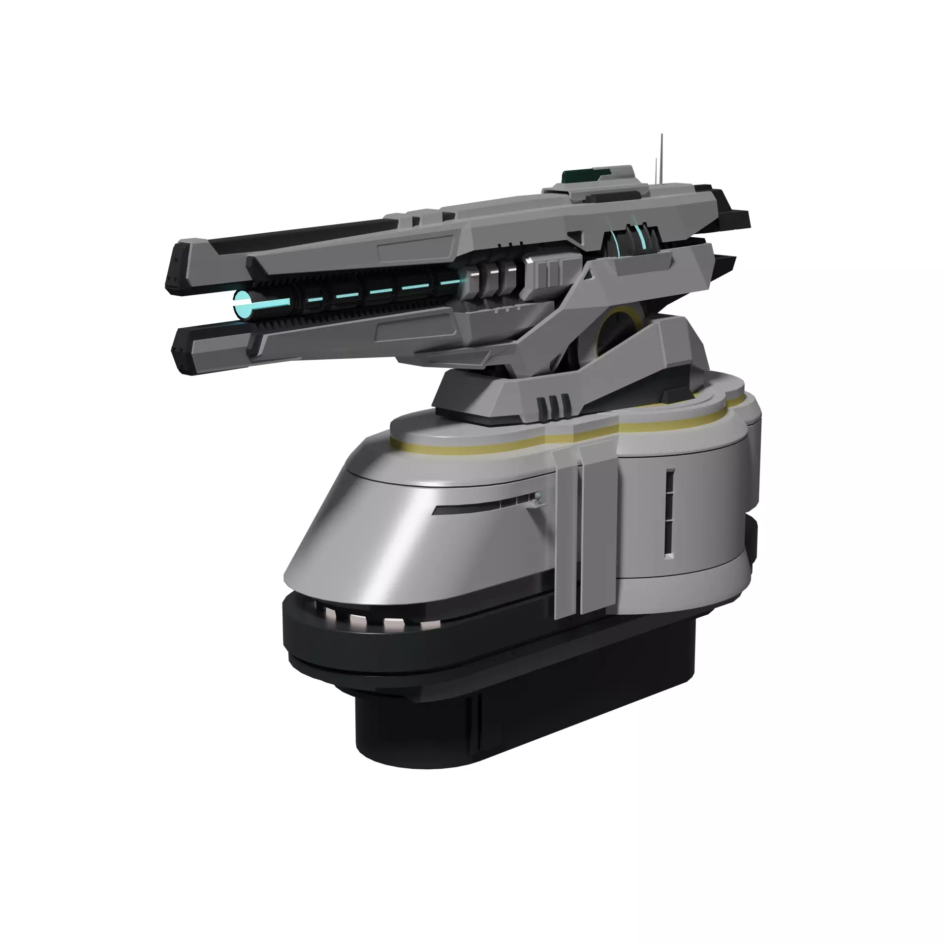 Sci-fi Rail Cannon Turret 3D model_0
