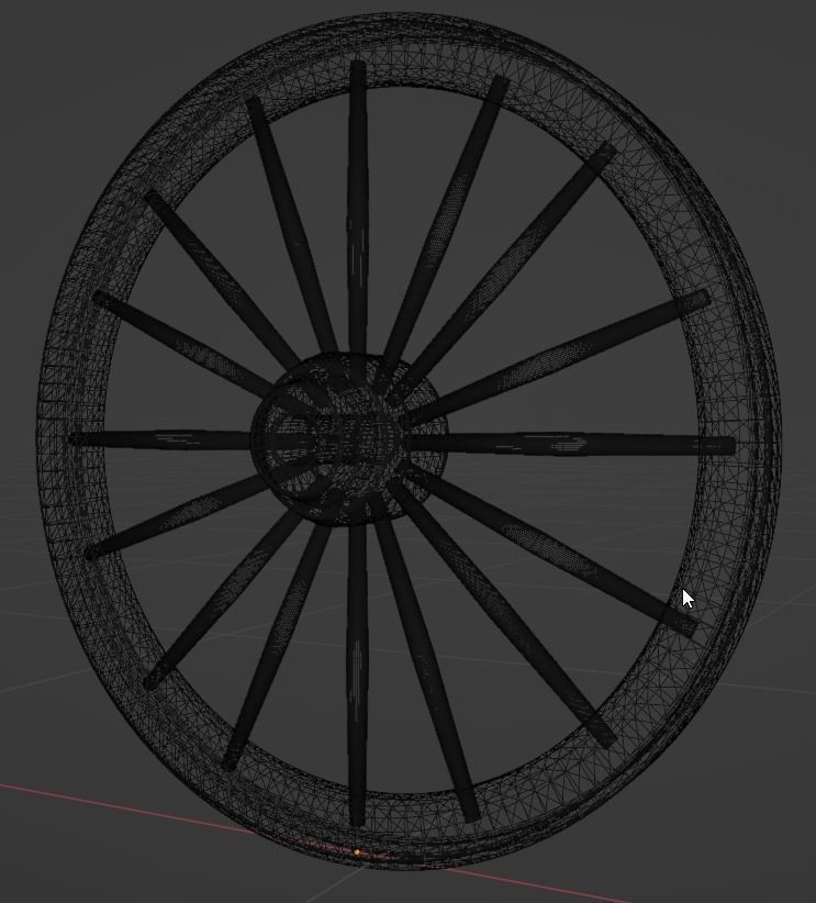 Wooden wheel Low-poly 3D model_1
