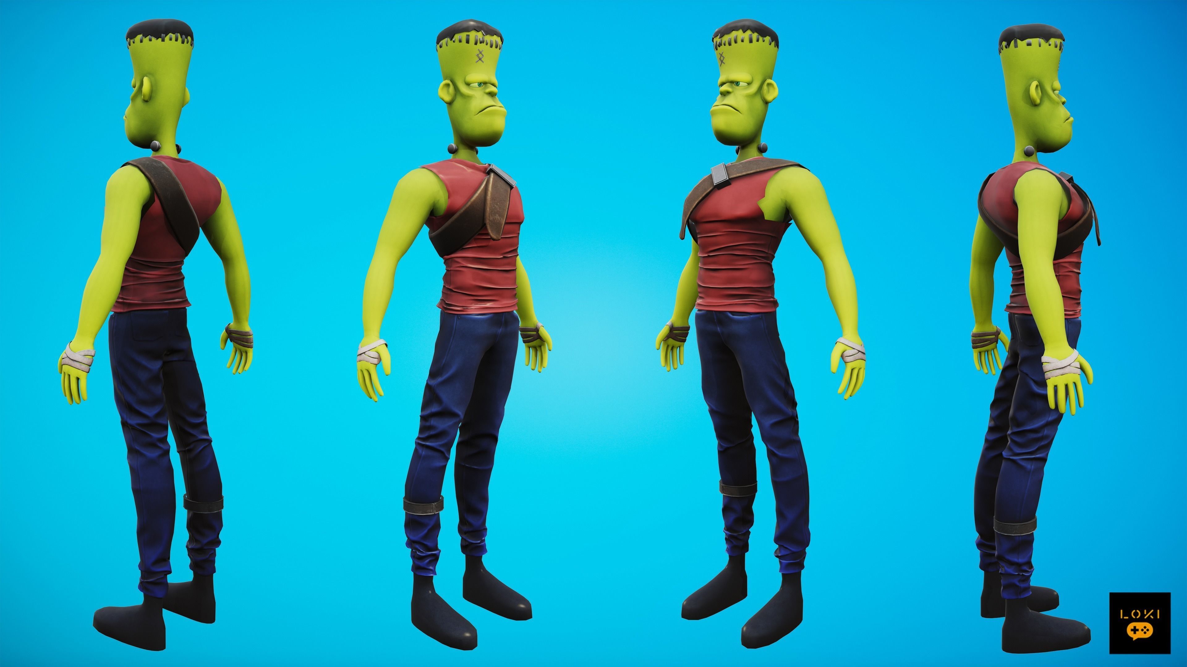 3D Stylized Frankenstein Monster Low-poly 3D model_2