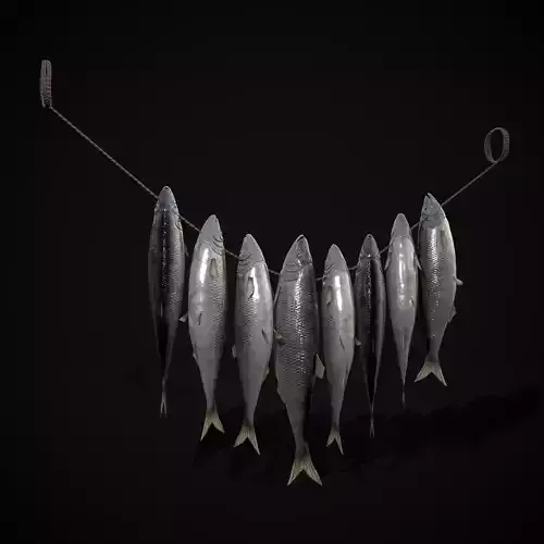 Hanging Herring Fish Low-poly 3D model