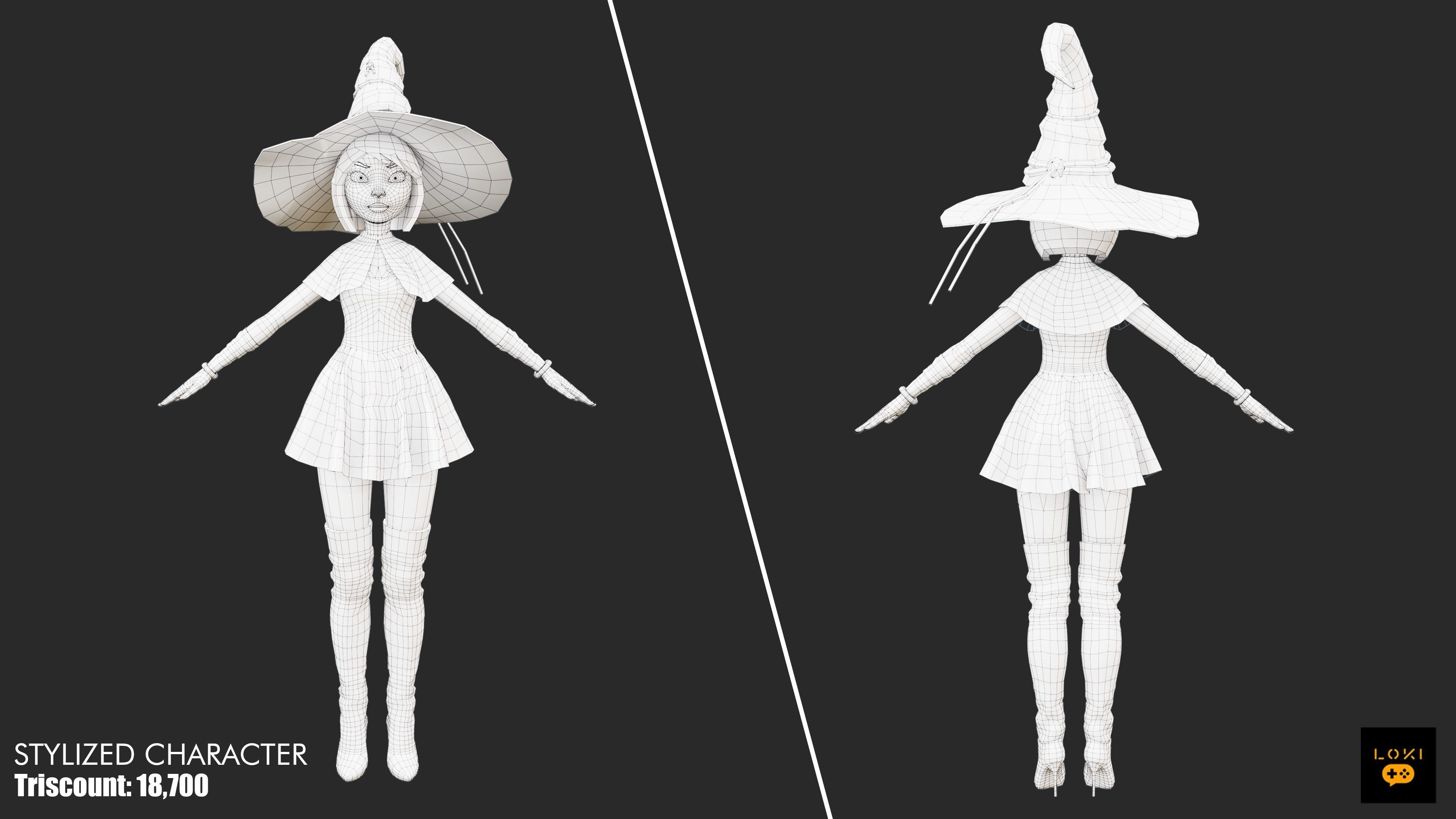 3D Stylized Witch Character Low-poly 3D model_1