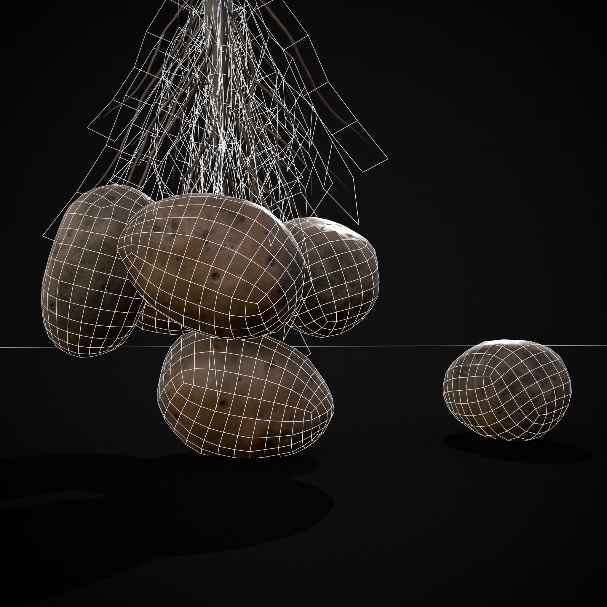 Potato Plant Low-poly 3D model_6