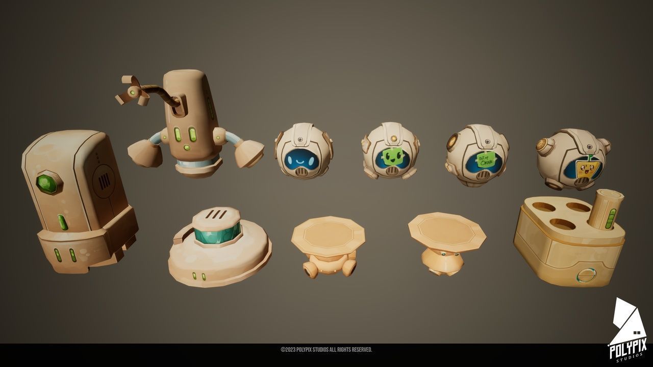 Stylized Solar Punk Robot Low-poly 3D model_1