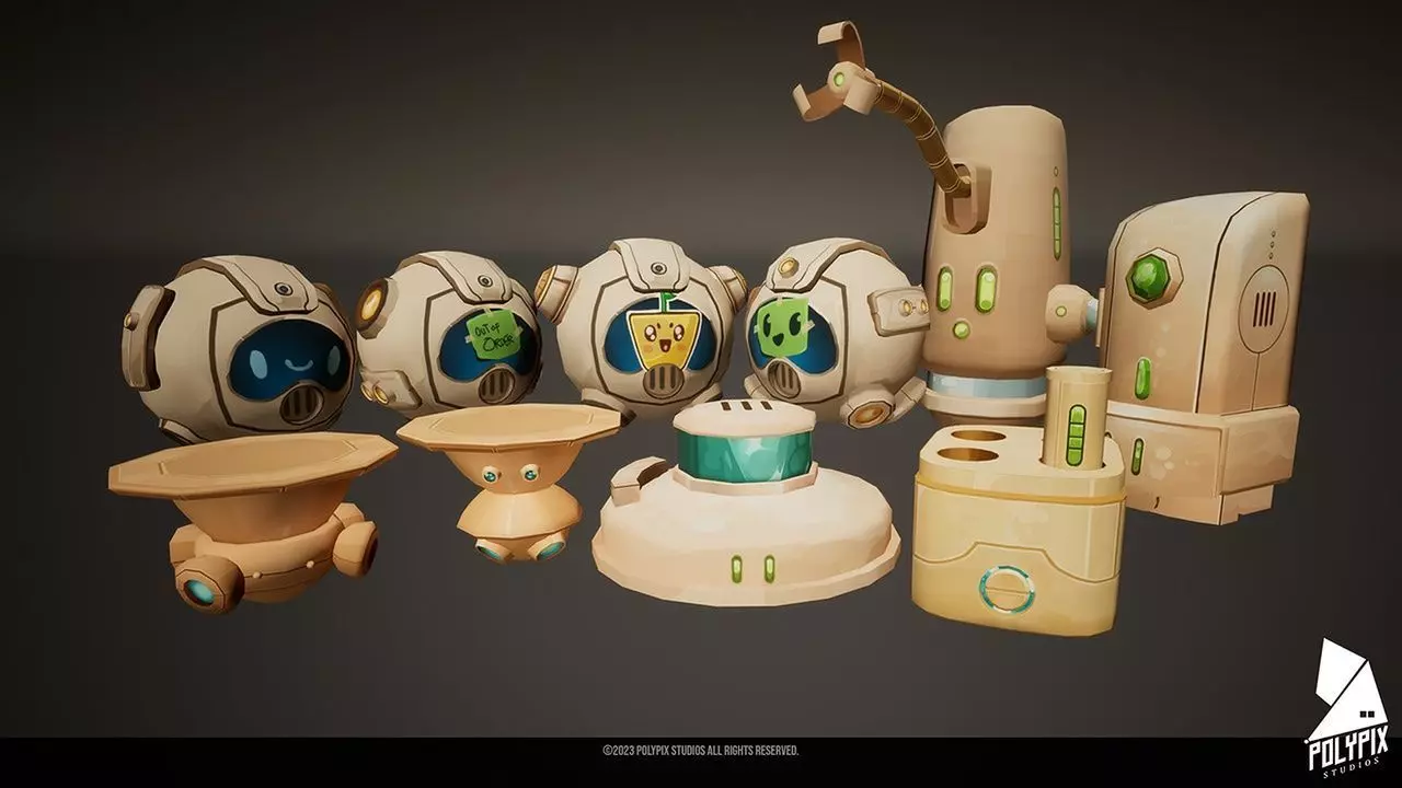 Stylized Solar Punk Robot Low-poly 3D model_0