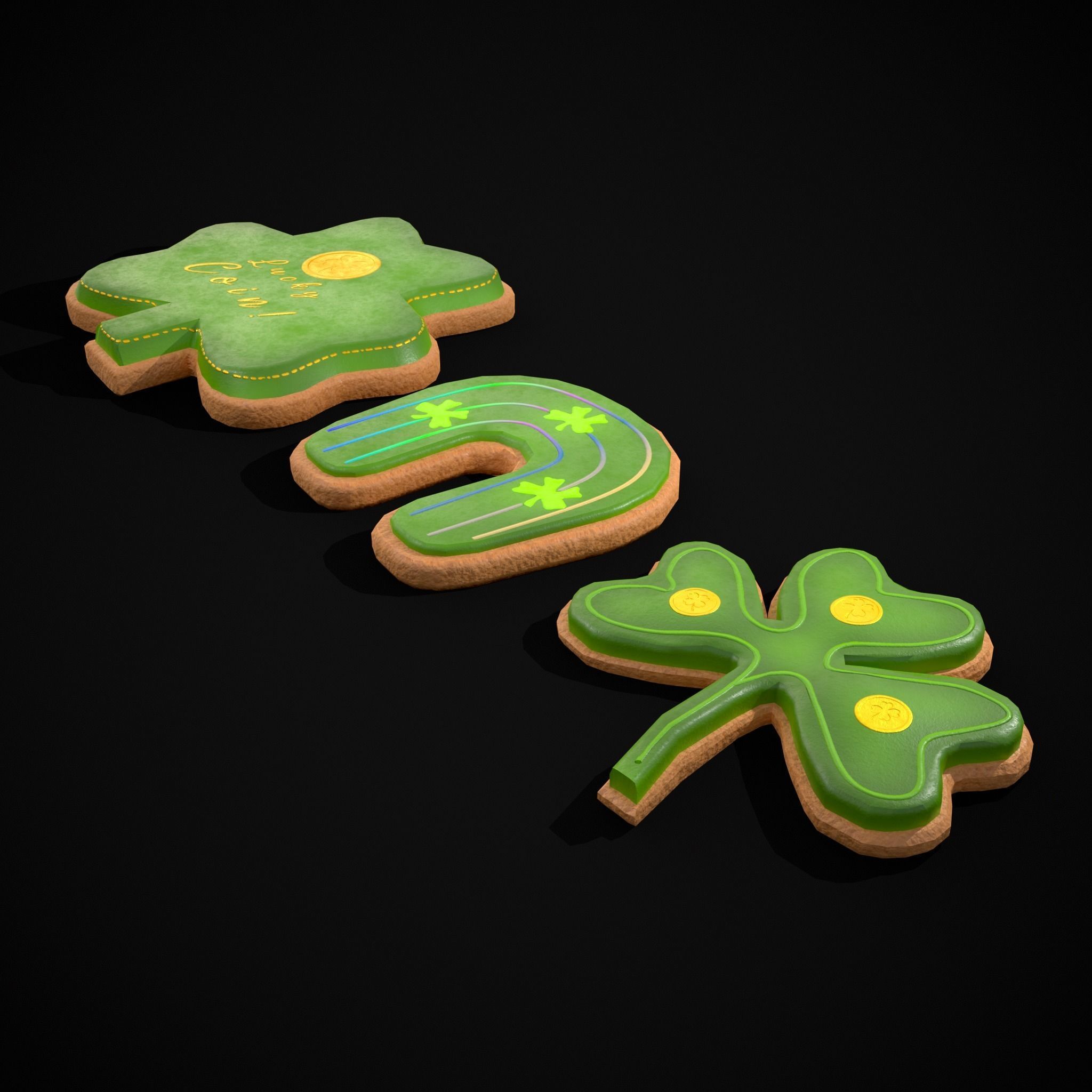 Lucky StPatricks Cookies Low-poly 3D model_7