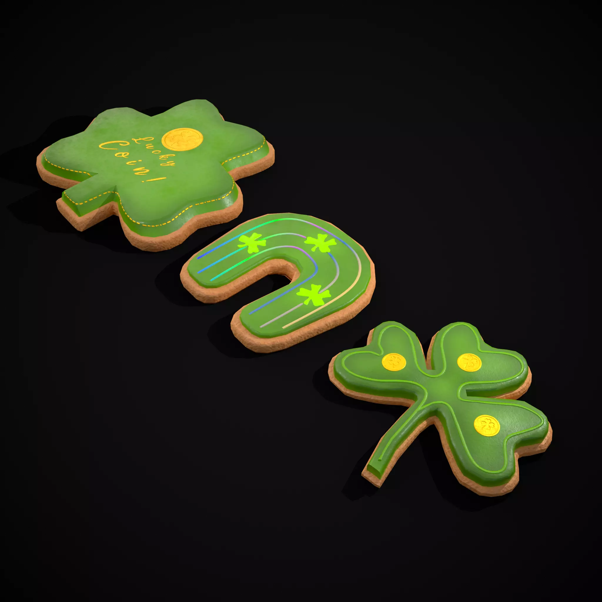 Lucky StPatricks Cookies Low-poly 3D model_0