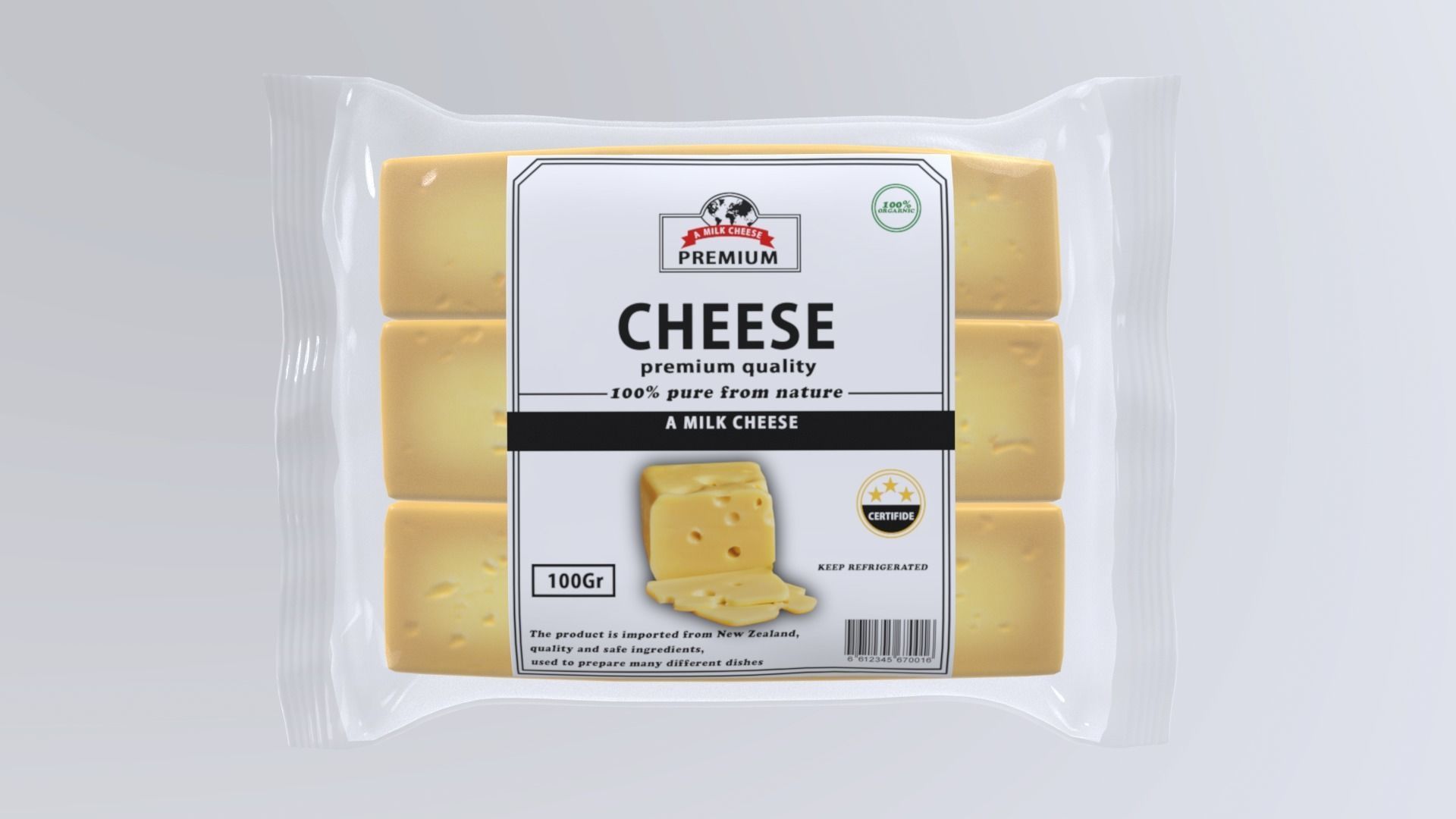 MilkCheese Low-poly 3D model_7