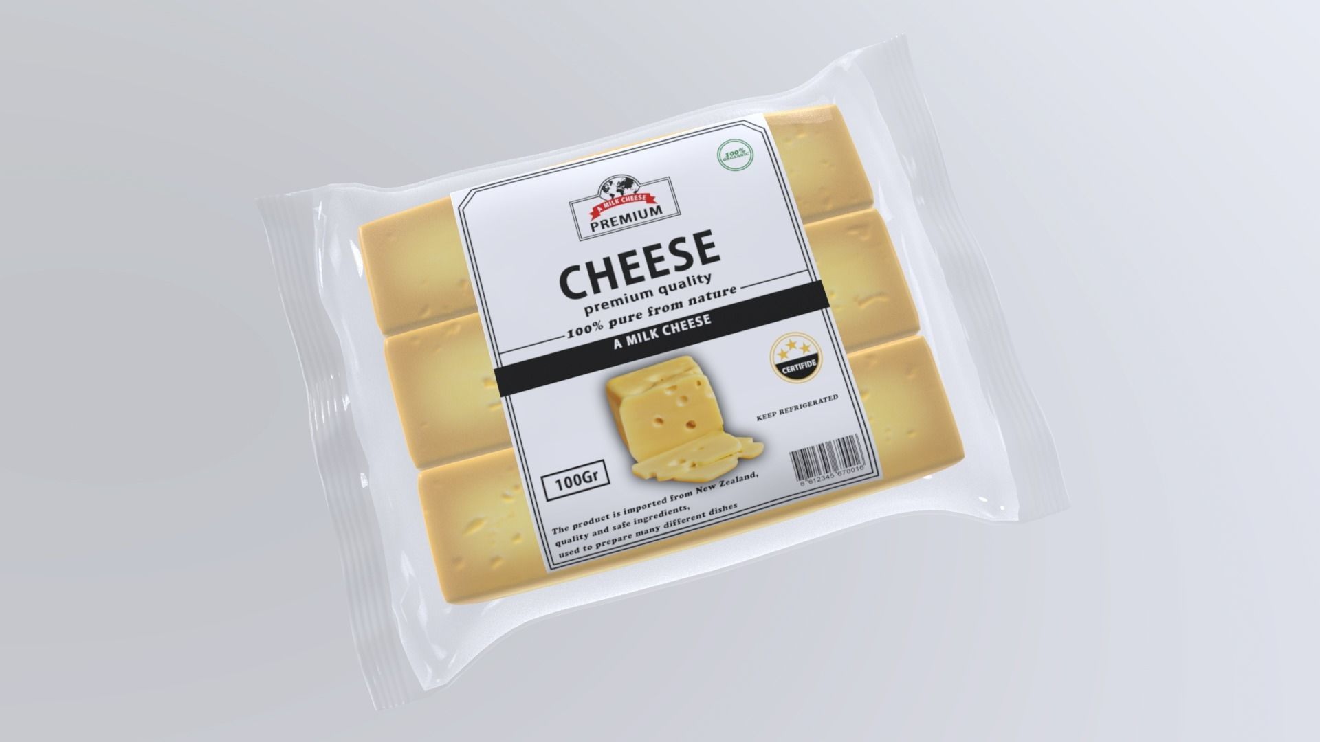 MilkCheese Low-poly 3D model_4
