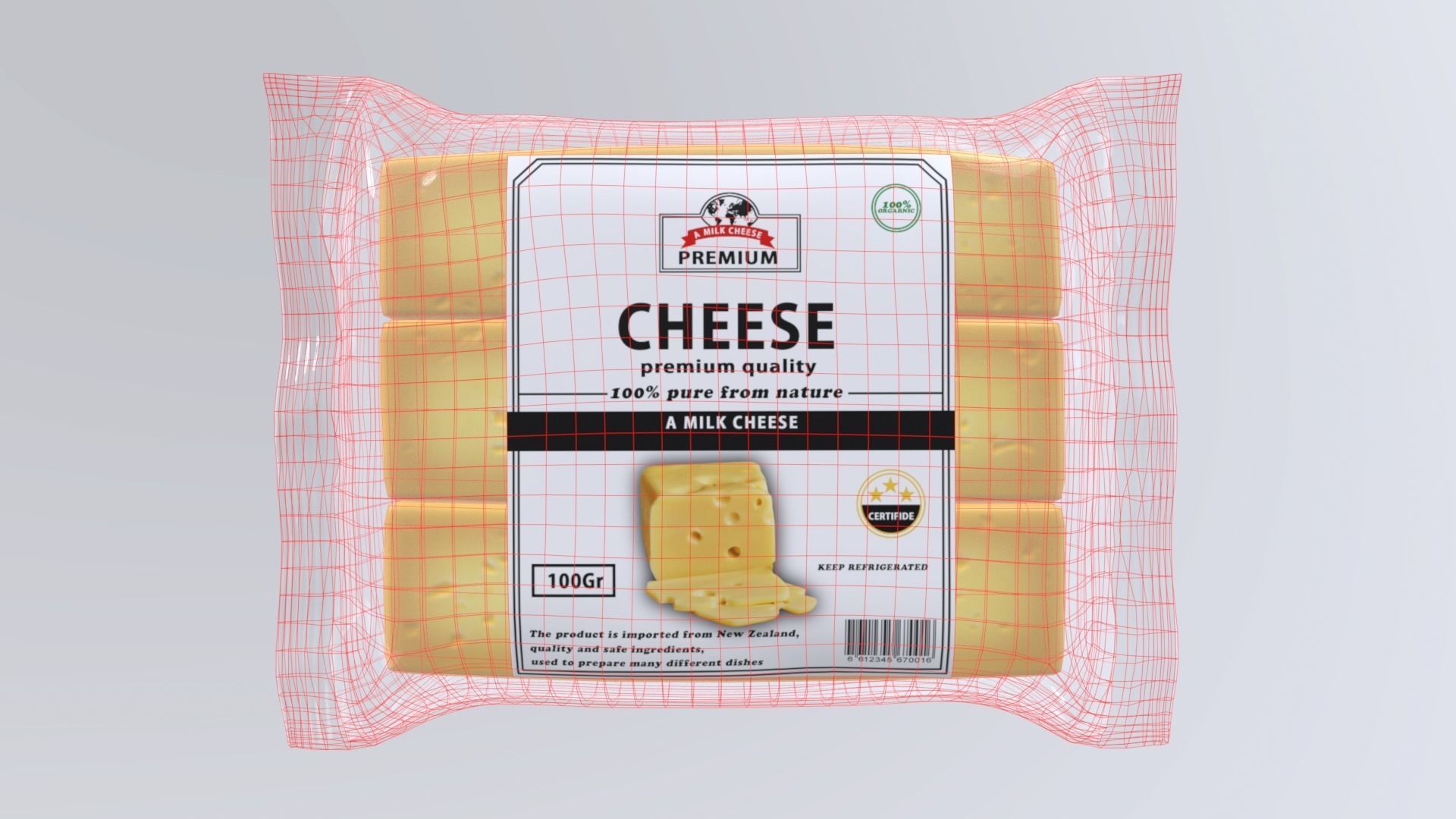 MilkCheese Low-poly 3D model_5