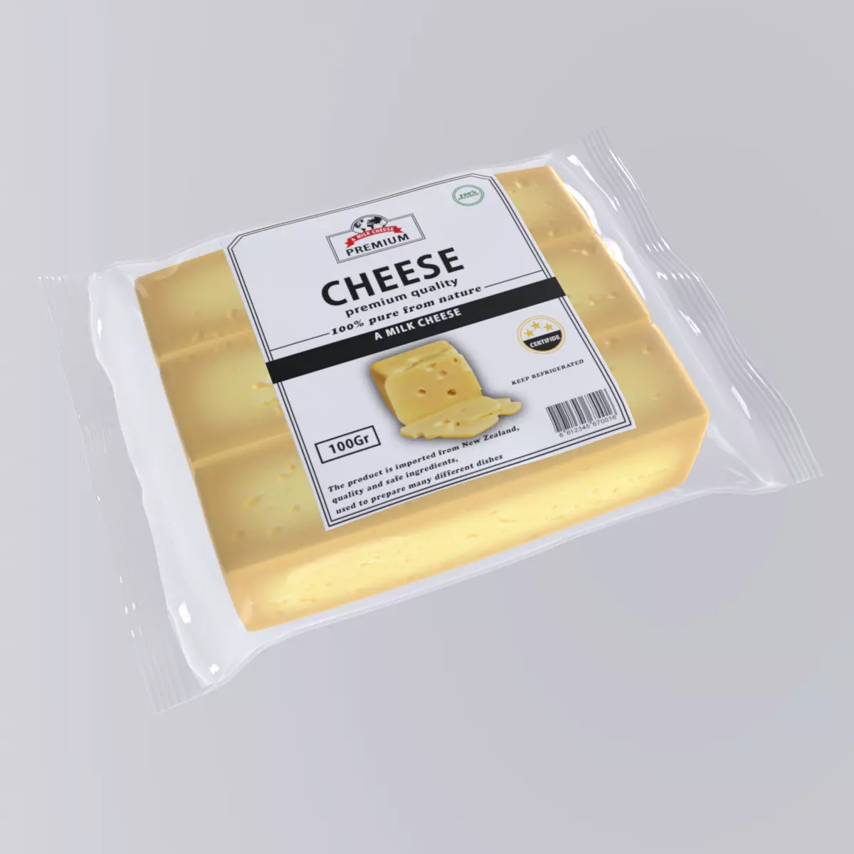 MilkCheese Low-poly 3D model_0