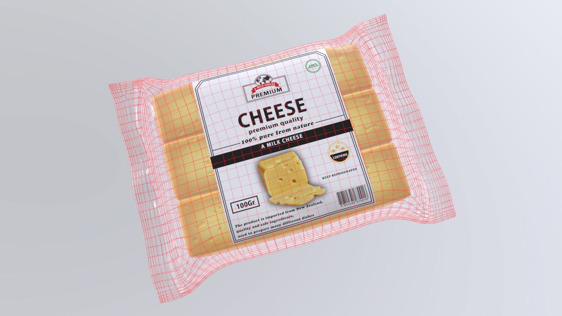 MilkCheese Low-poly 3D model_10