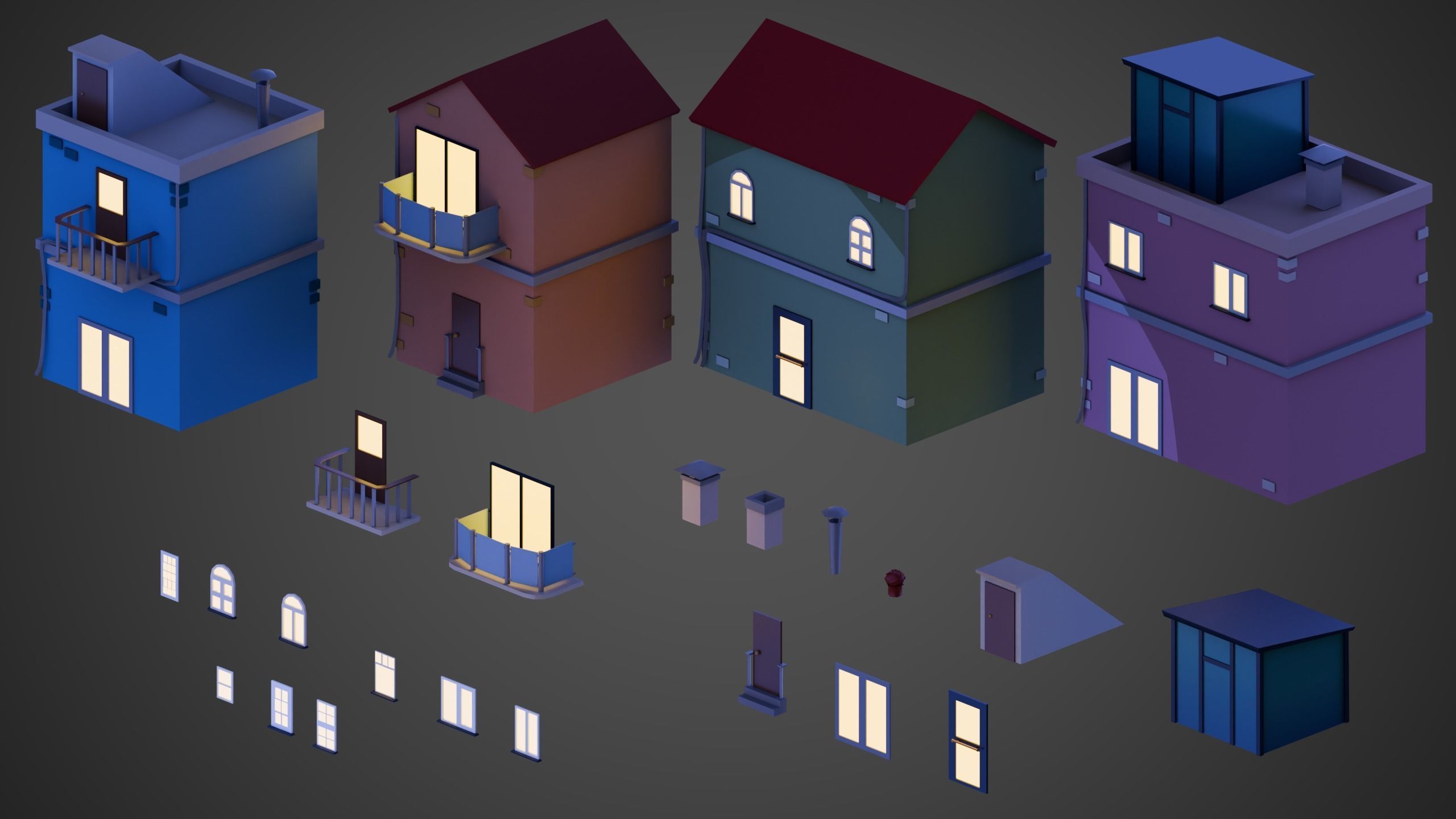 City Buildings Low-poly 3D model_3