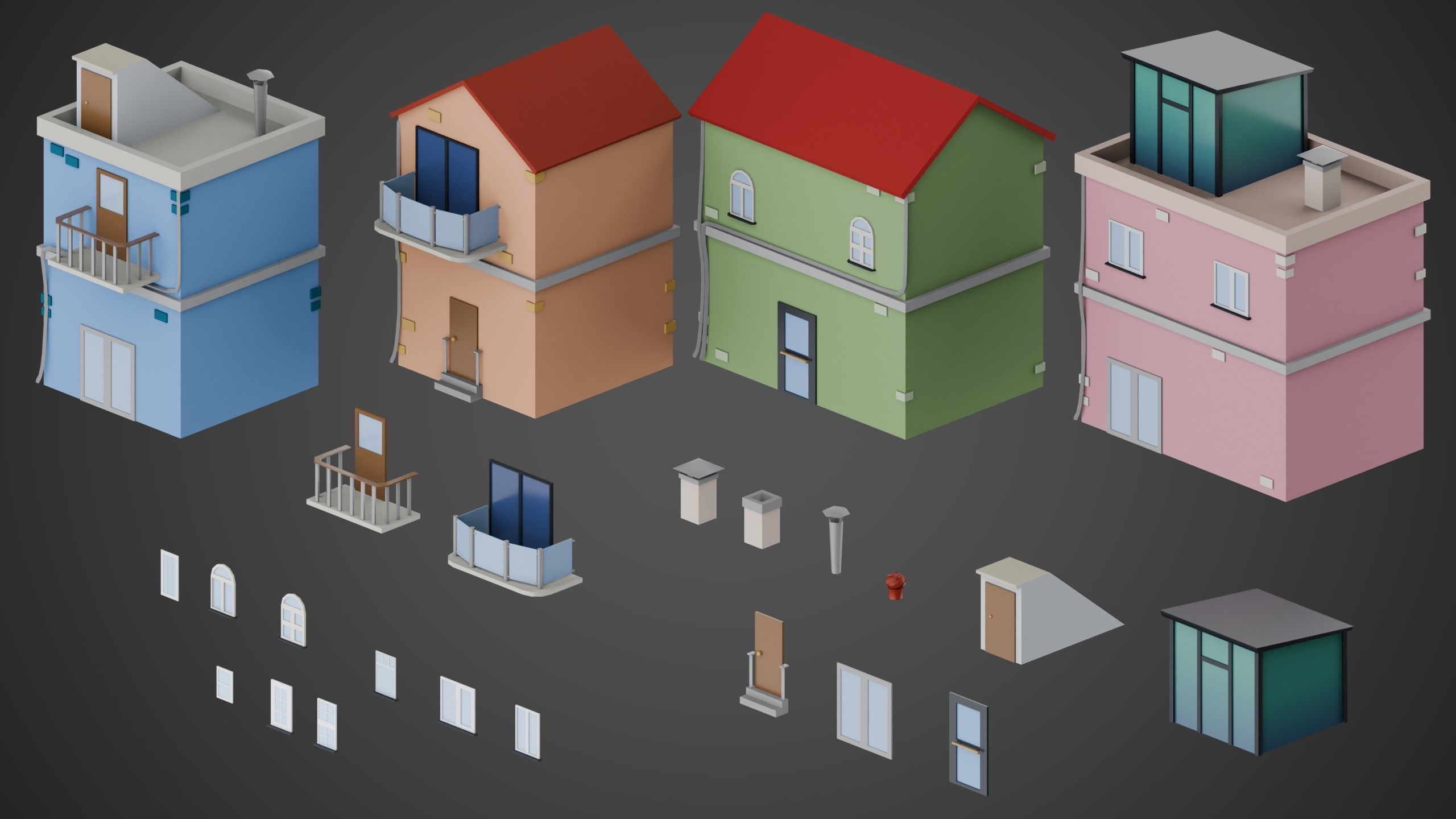 City Buildings Low-poly 3D model_2