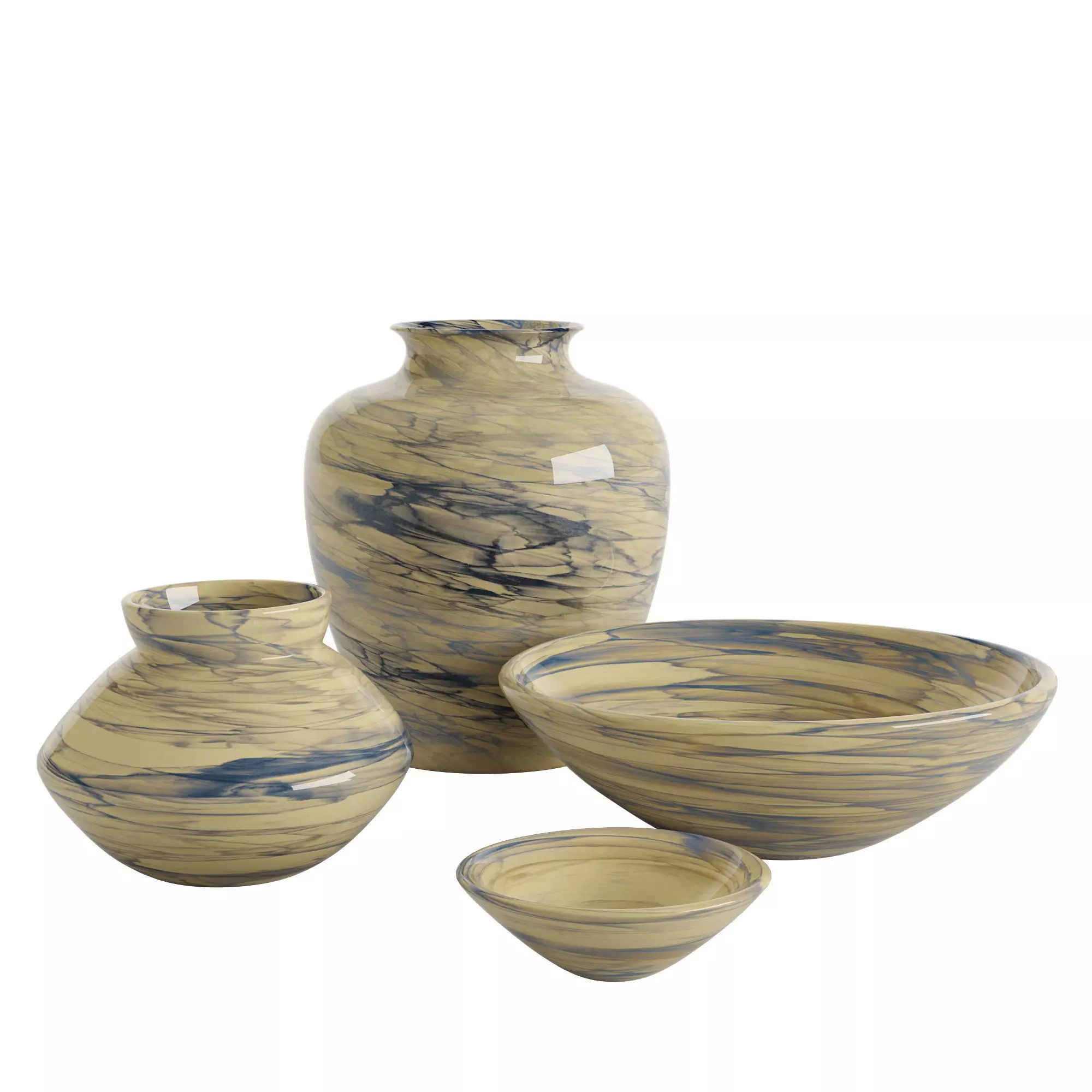 Handcrafted Marbled Ceramic Collection 3D model_0