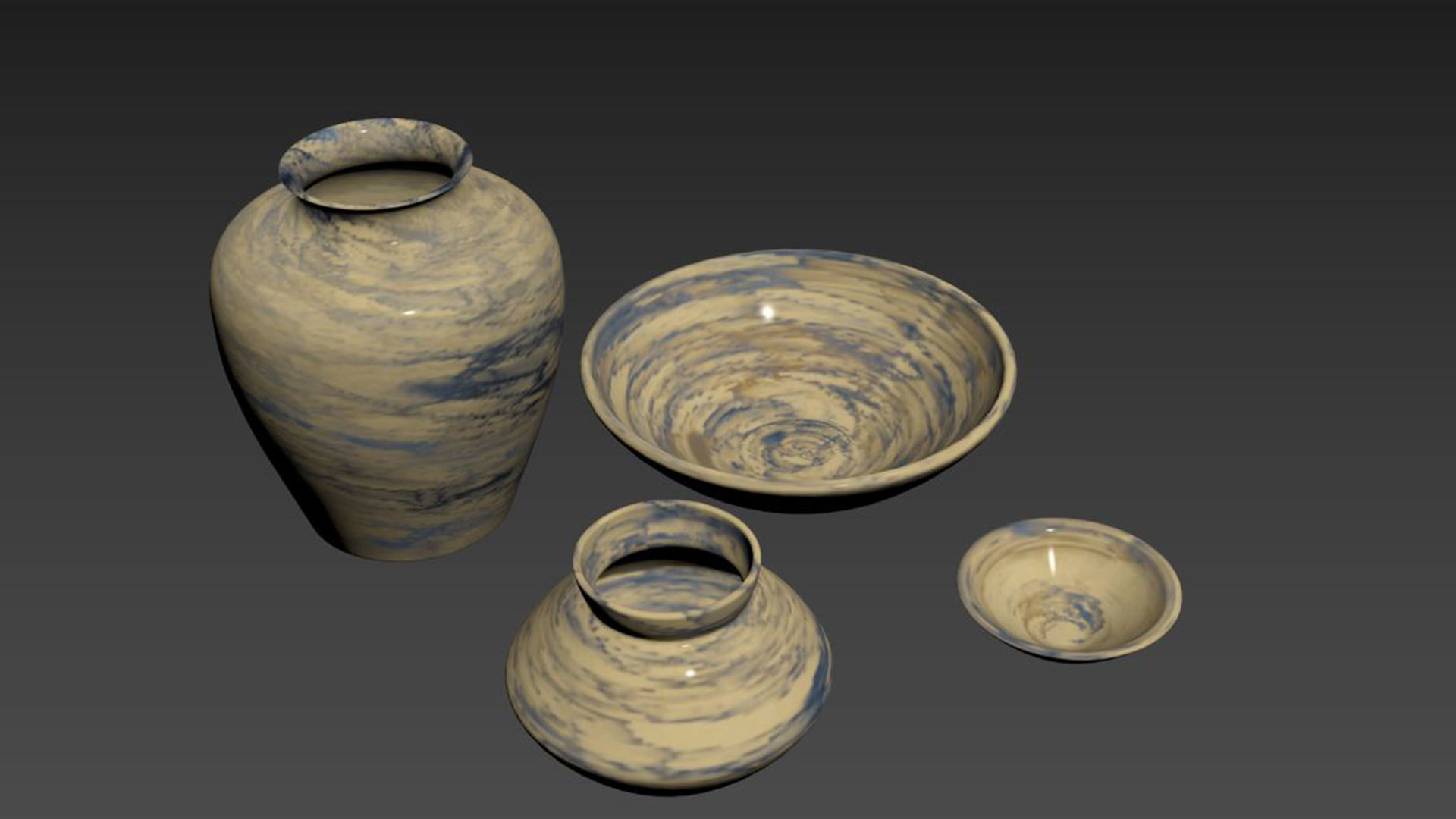 Handcrafted Marbled Ceramic Collection 3D model_4