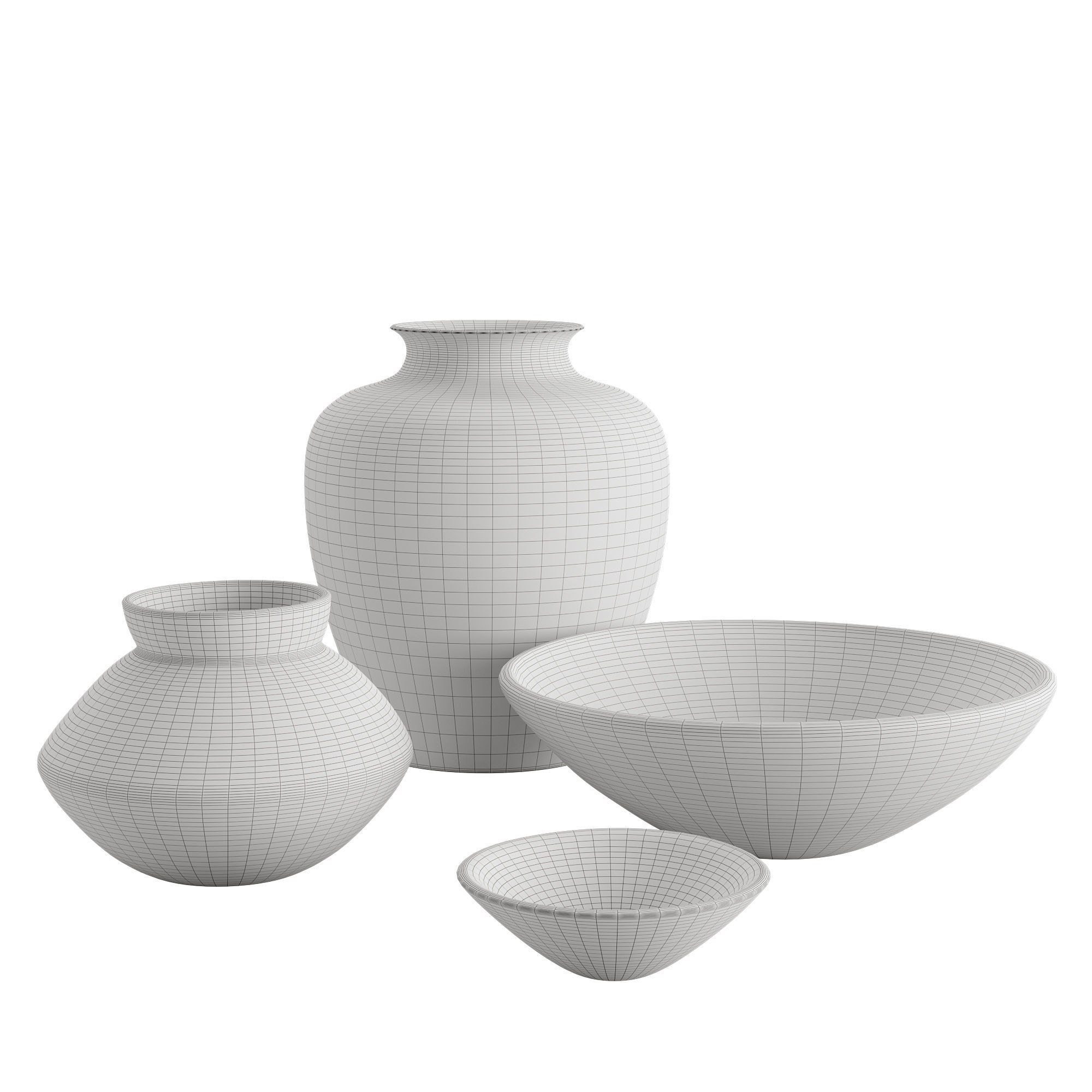 Handcrafted Marbled Ceramic Collection 3D model_2