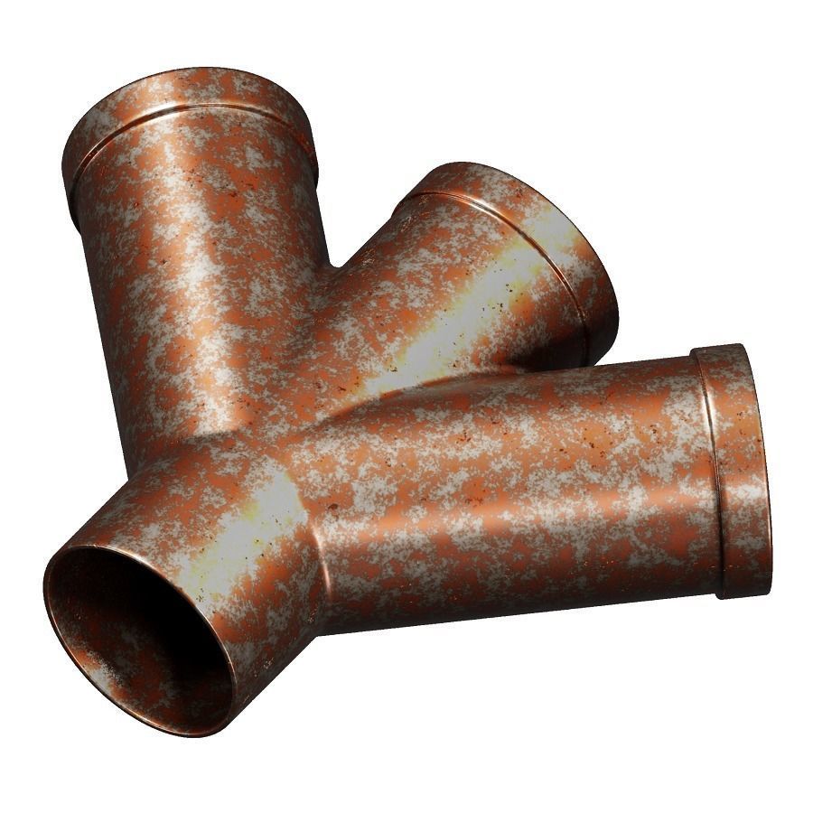Rusty Steel Fitting Double Y 3D model_1