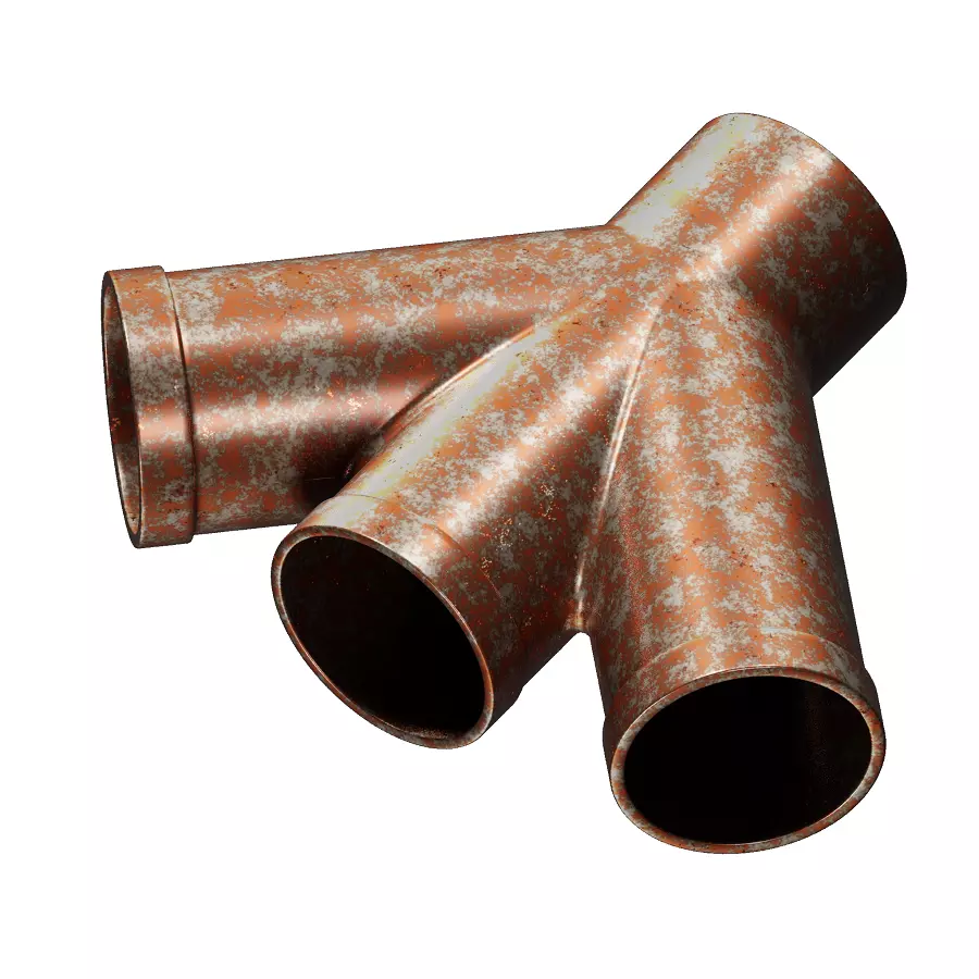 Rusty Steel Fitting Double Y 3D model_0