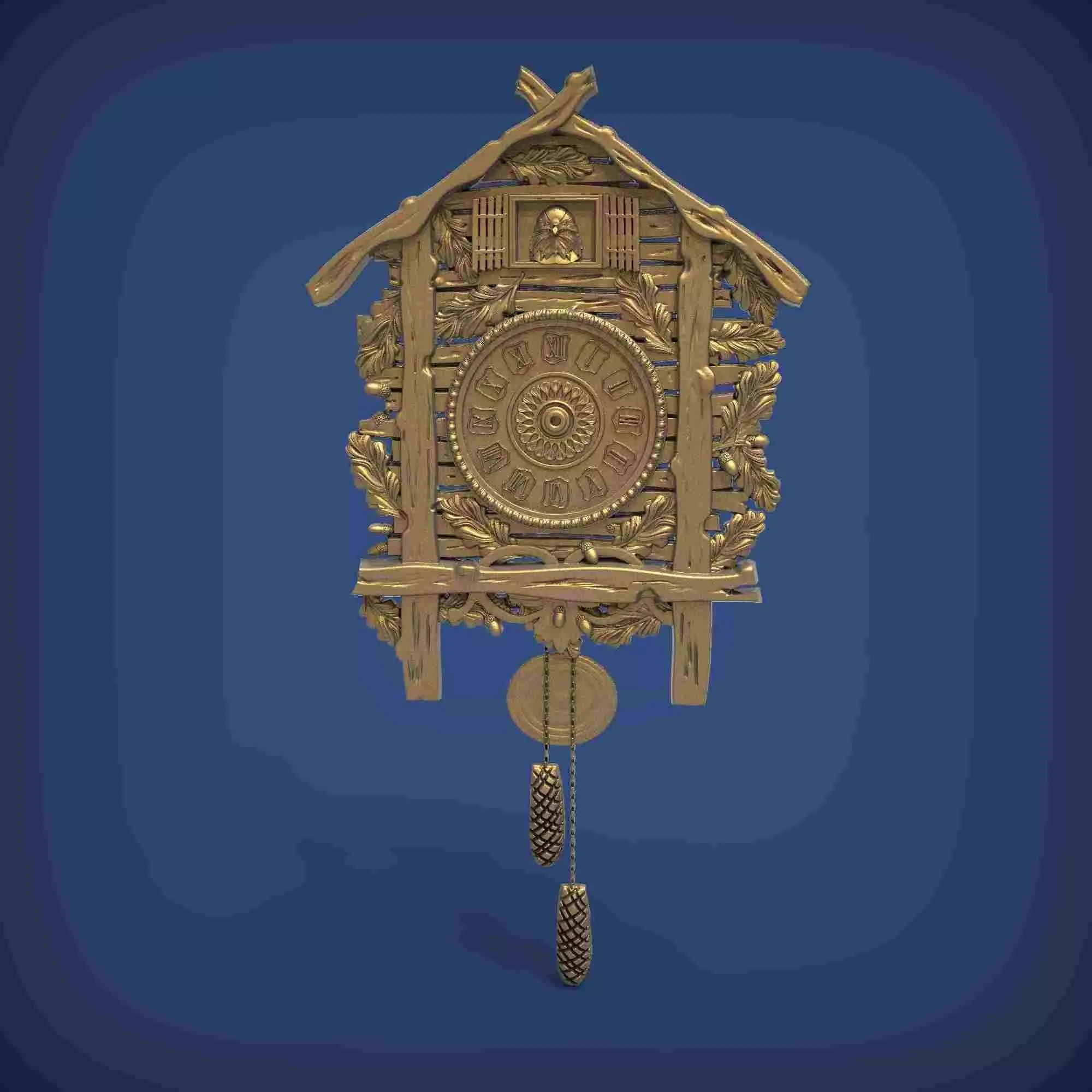 Carved clock for 3D printing and CNC 3D print model_0