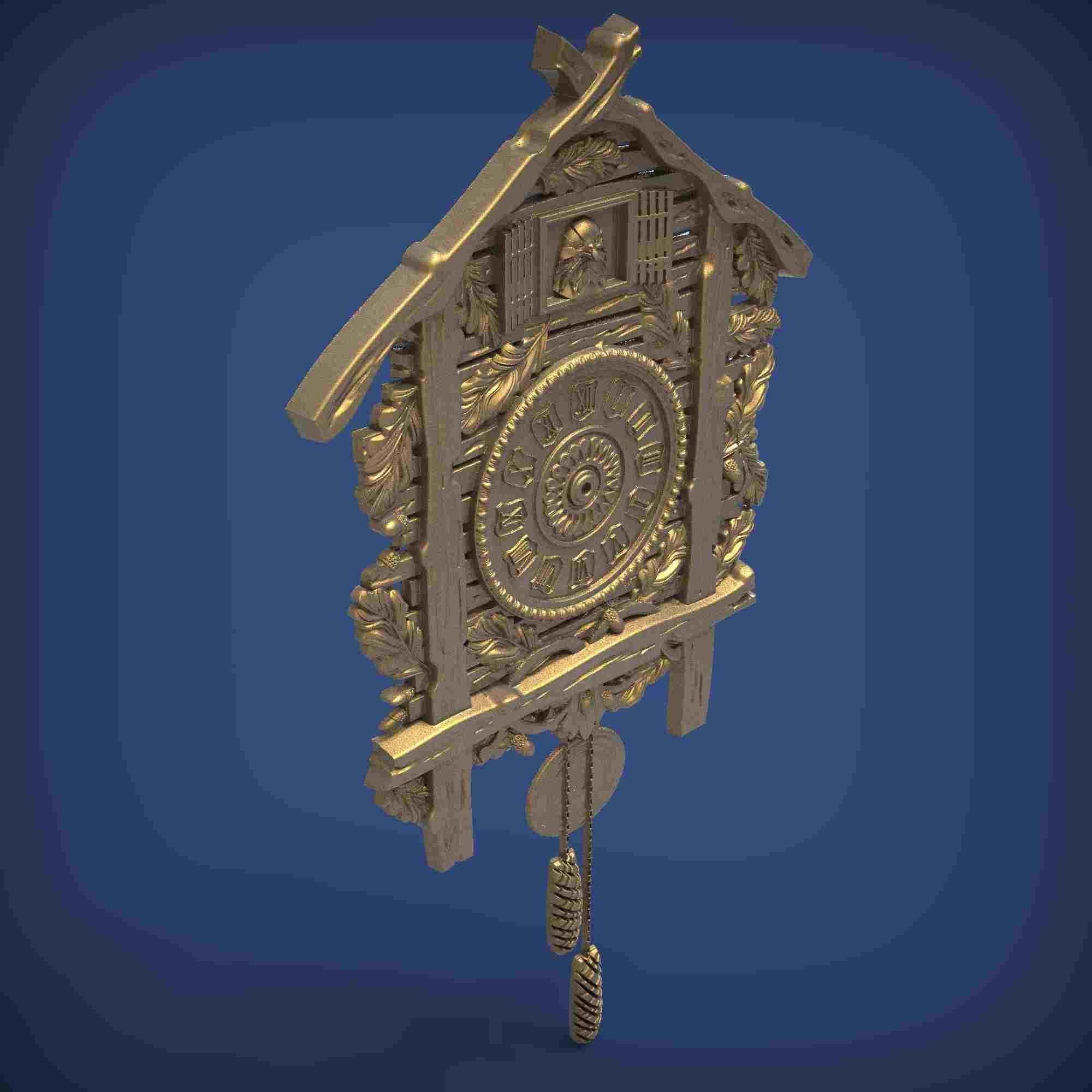 Carved clock for 3D printing and CNC 3D print model_4