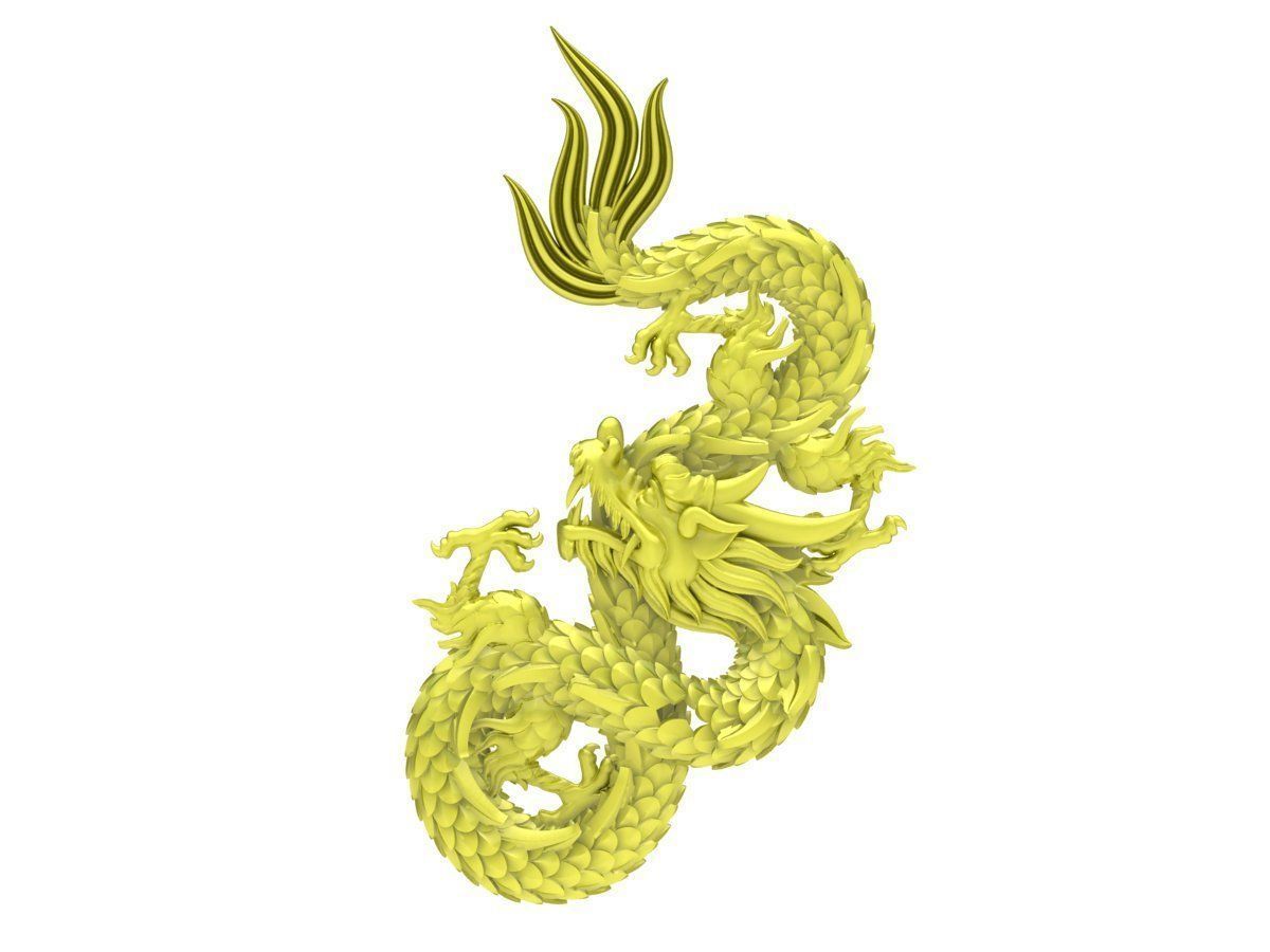 A4037 Chinese Dragon Pendant 3D print model_3