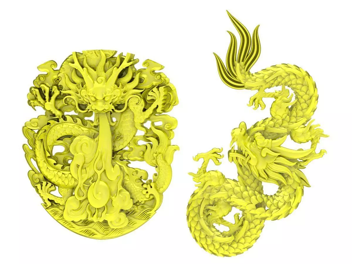 A4037 Chinese Dragon Pendant 3D print model_0