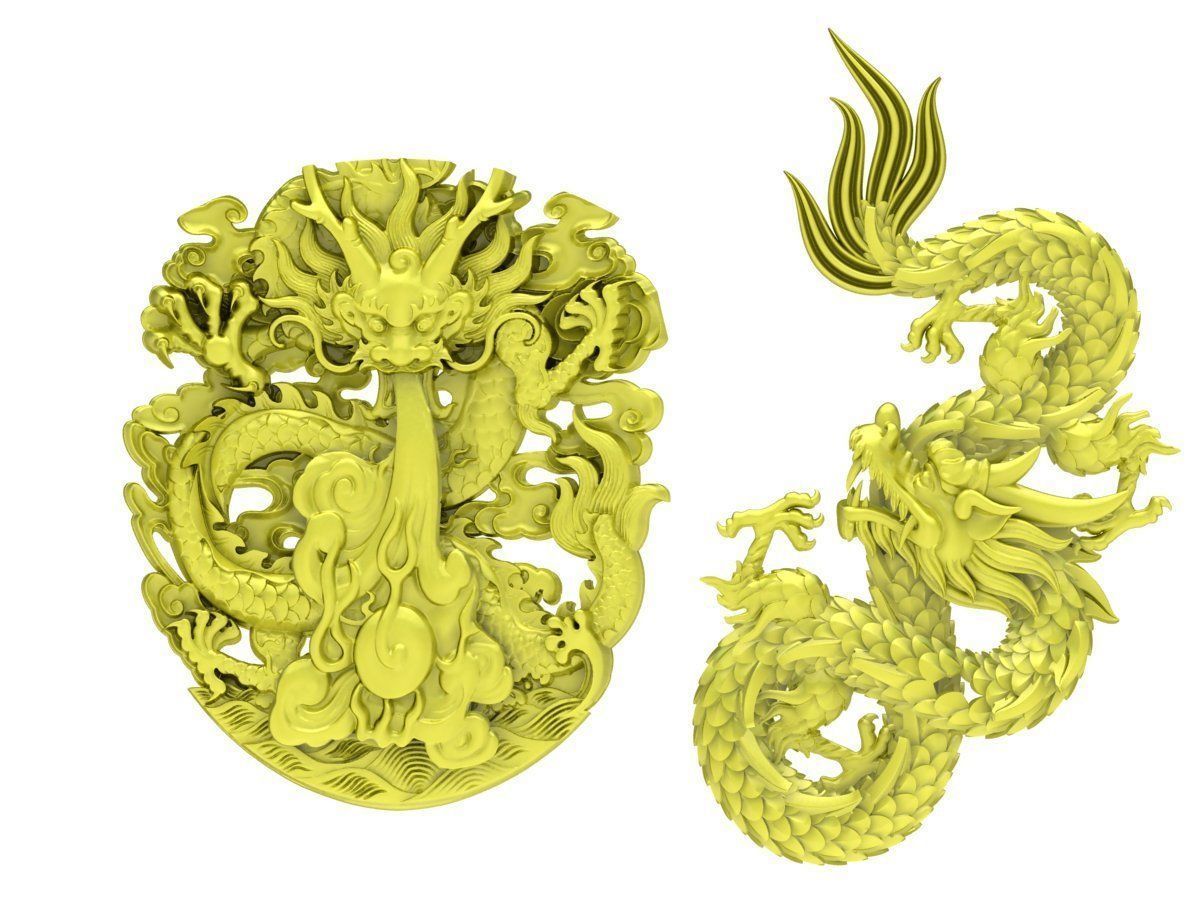 A4037 Chinese Dragon Pendant 3D print model_1