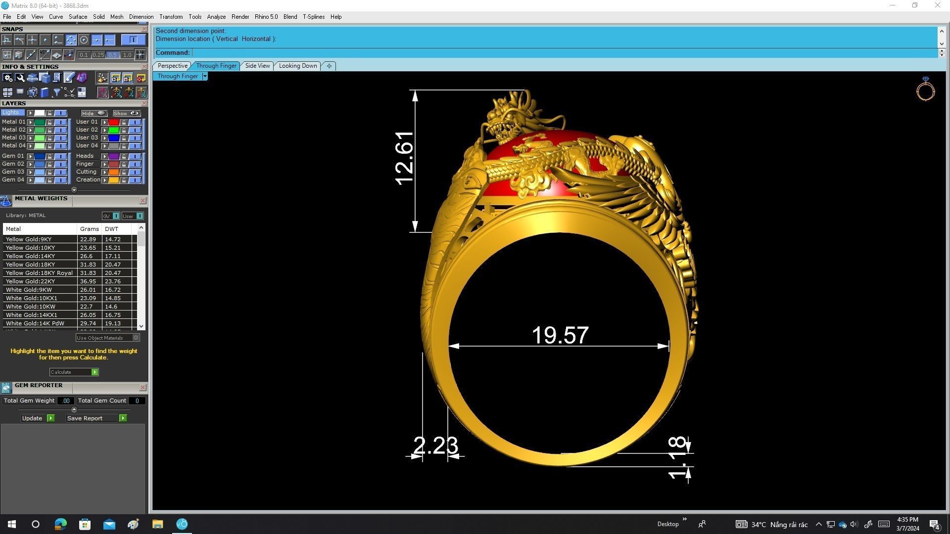 A3868 Oval Ruby Dragon Phoenix Tiger Men Ring 3D print model_7