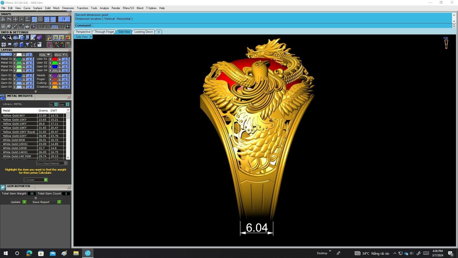 A3868 Oval Ruby Dragon Phoenix Tiger Men Ring 3D print model_8