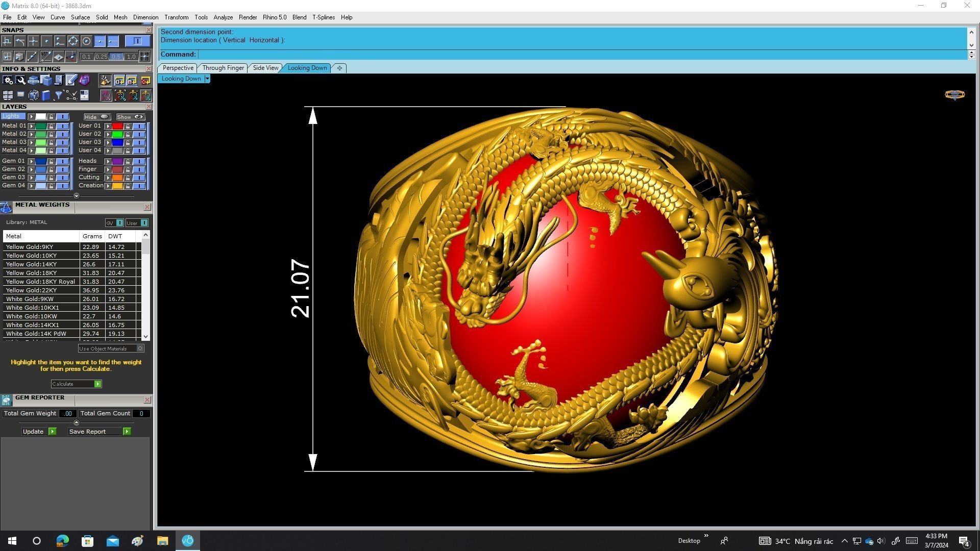 A3868 Oval Ruby Dragon Phoenix Tiger Men Ring 3D print model_6