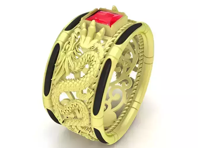 A3809 Feng Shui Dragon Men Ring