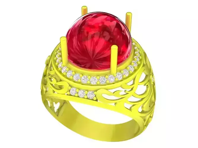5722 oval ruby fashion art women ring 3D print model